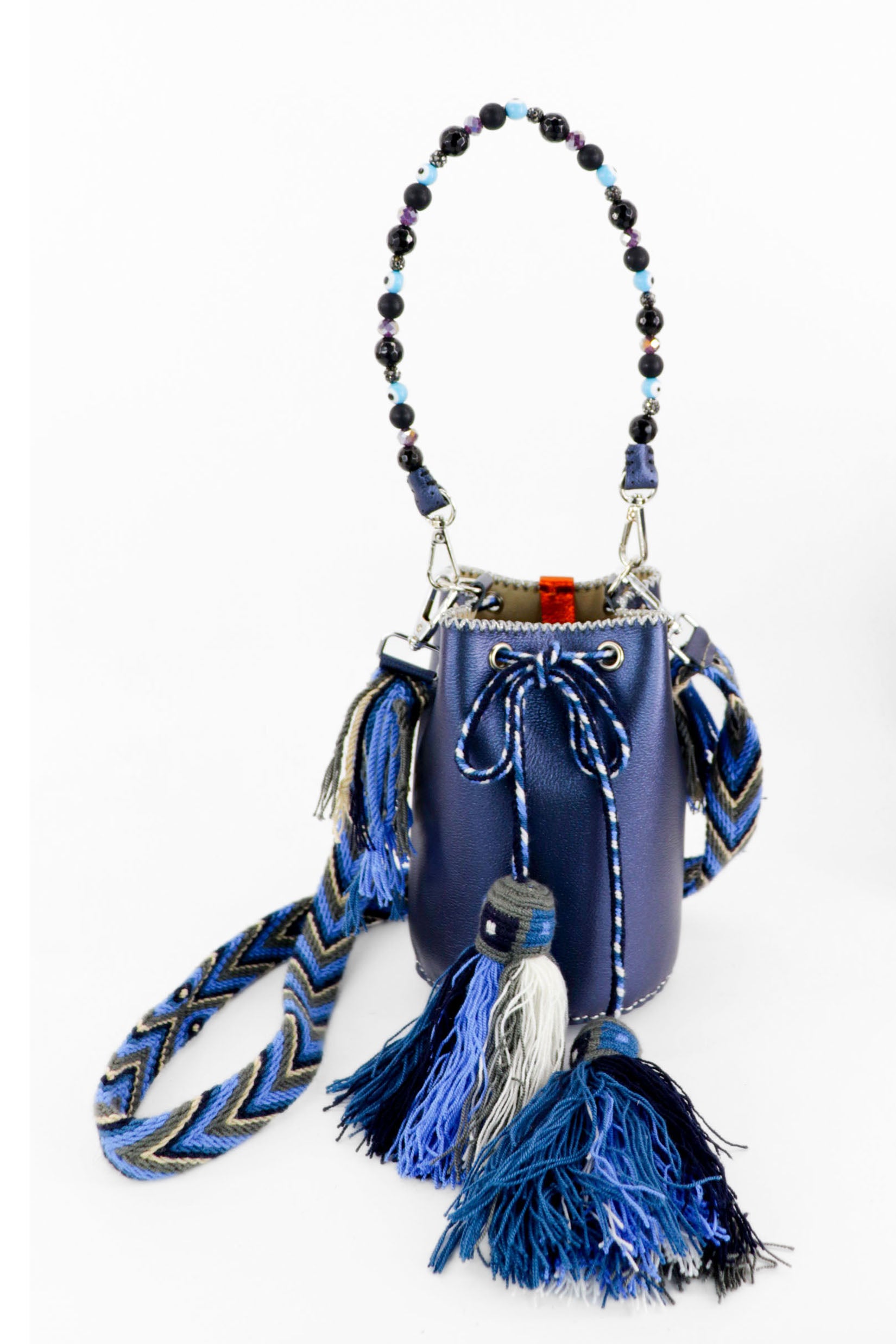 APÜNÜ BUCKET BAG X-SMALL / METAL NAVY - BEIGE #360004