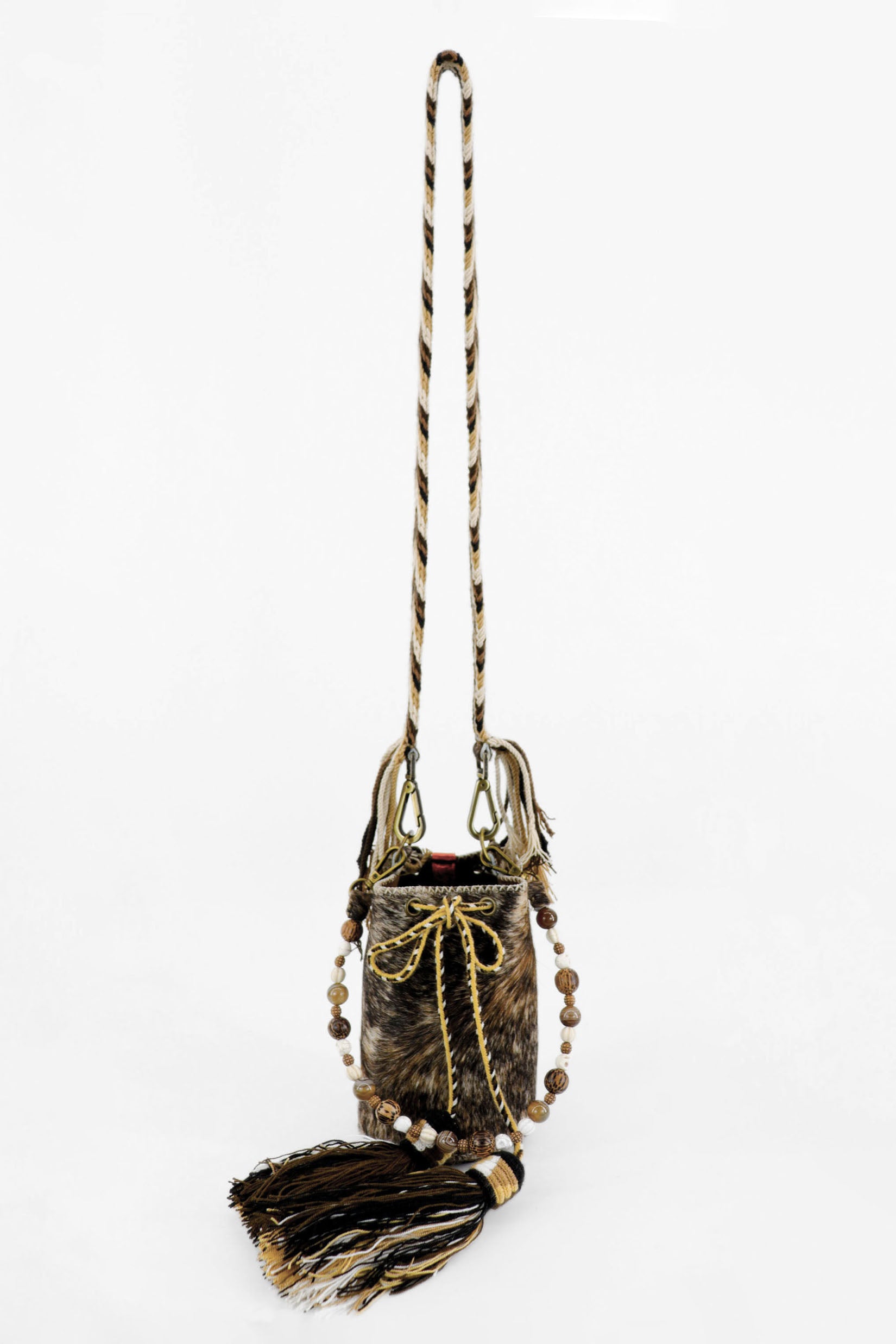 APÜNÜ BUCKET BAG X-SMALL FURRY / BRW&BLK - DRK BRW #350014