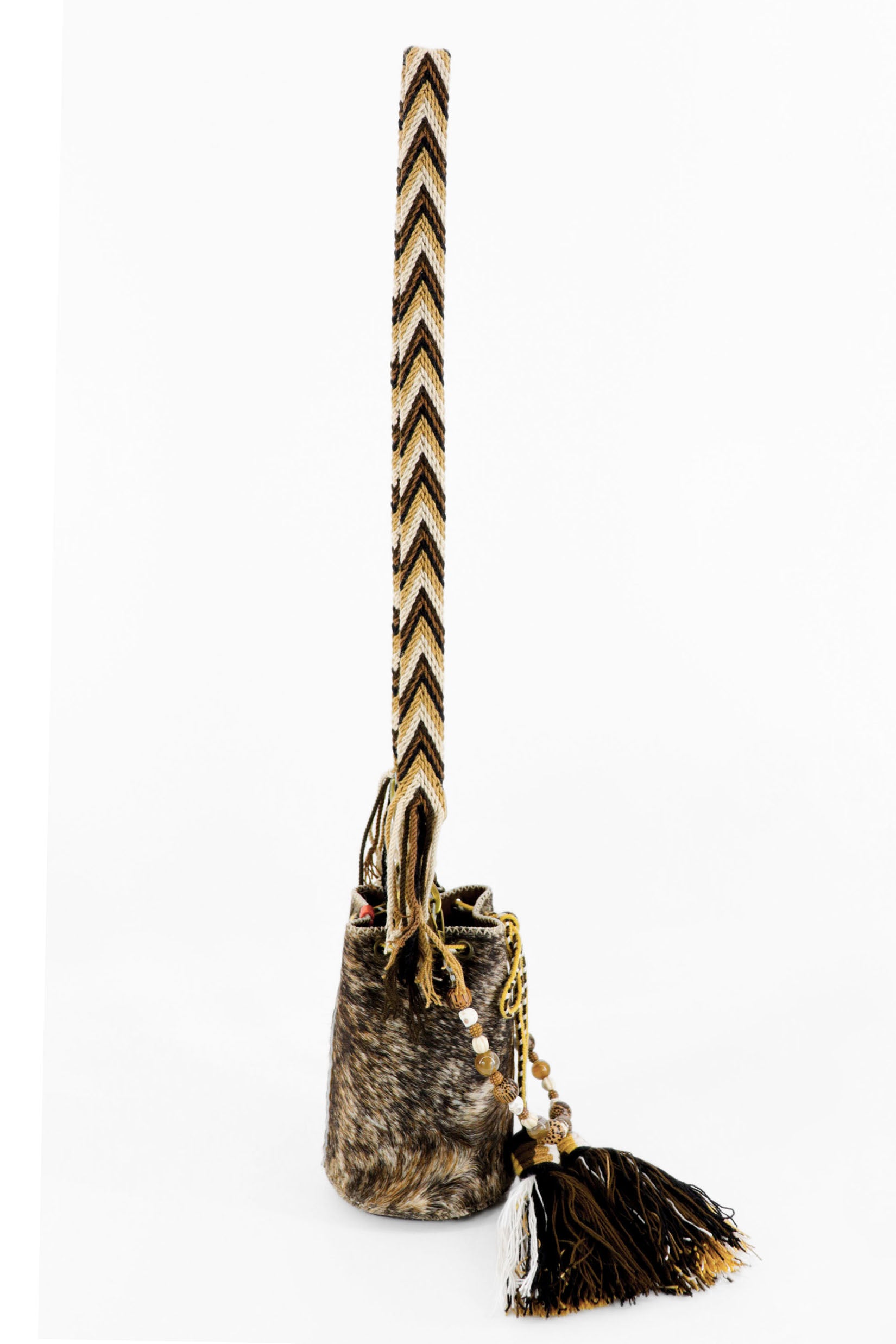 APÜNÜ BUCKET BAG X-SMALL FURRY / BRW&BLK - DRK BRW #350014