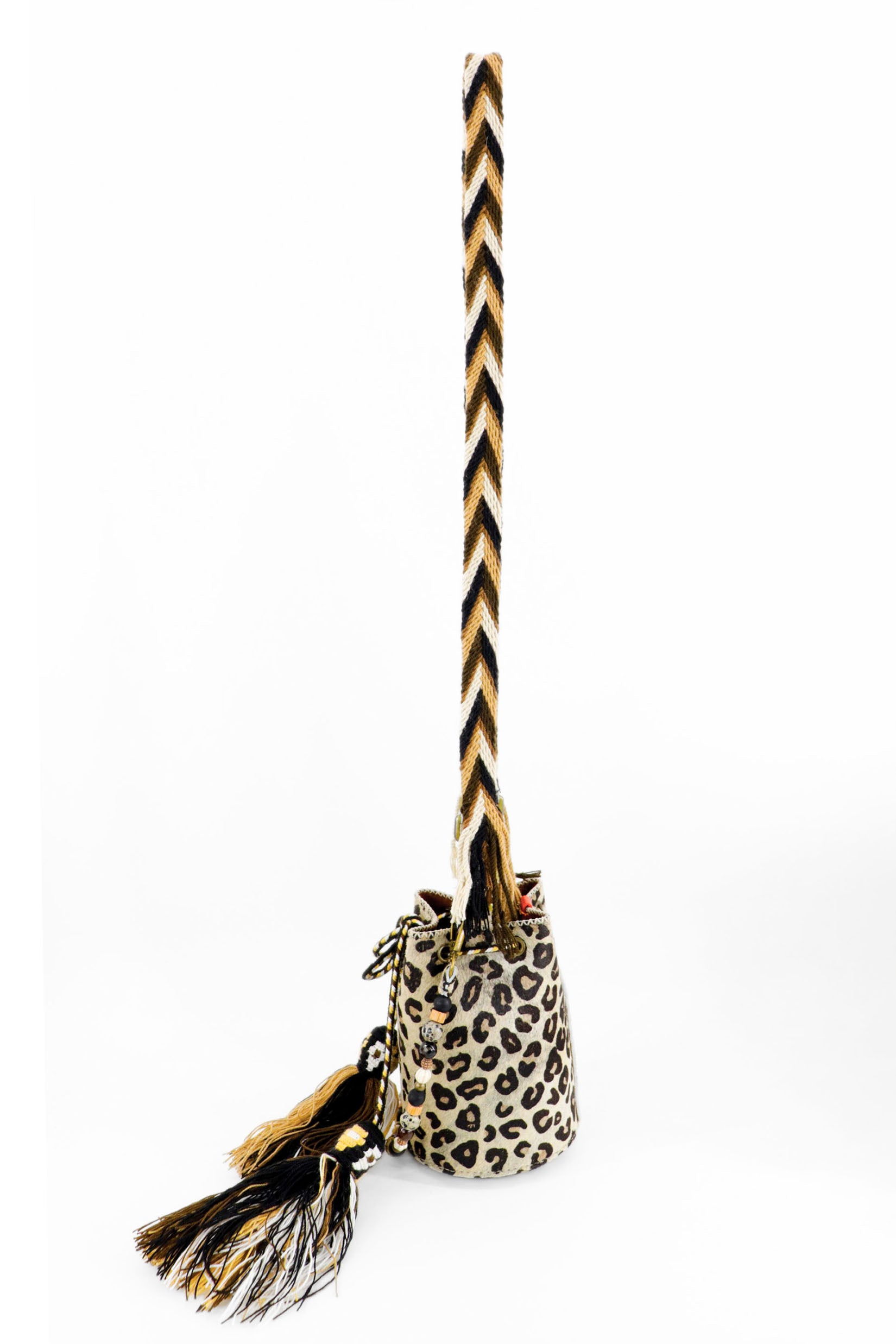 APÜNÜ BUCKET BAG X-SMALL FURRY / LEOPARD - BRICK BRW #350013