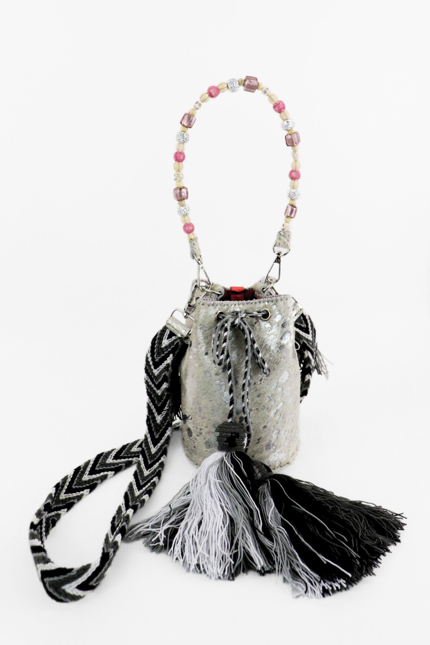 APÜNÜ BUCKET BAG X-SMALL FURRY / SILVER - PINK #350008