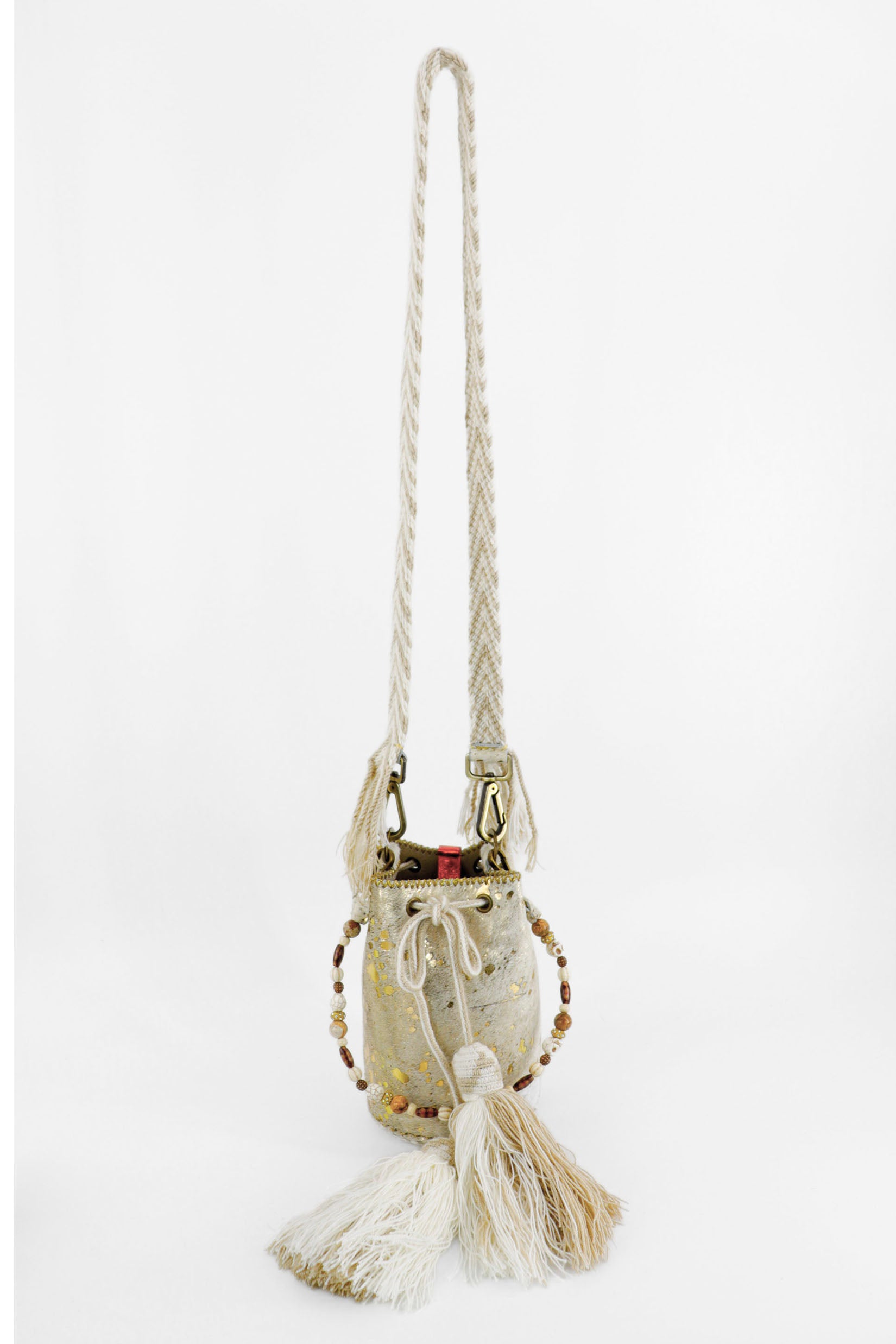 APÜNÜ BUCKET BAG X-SMALL FURRY / GOLD - BEIGE #350012