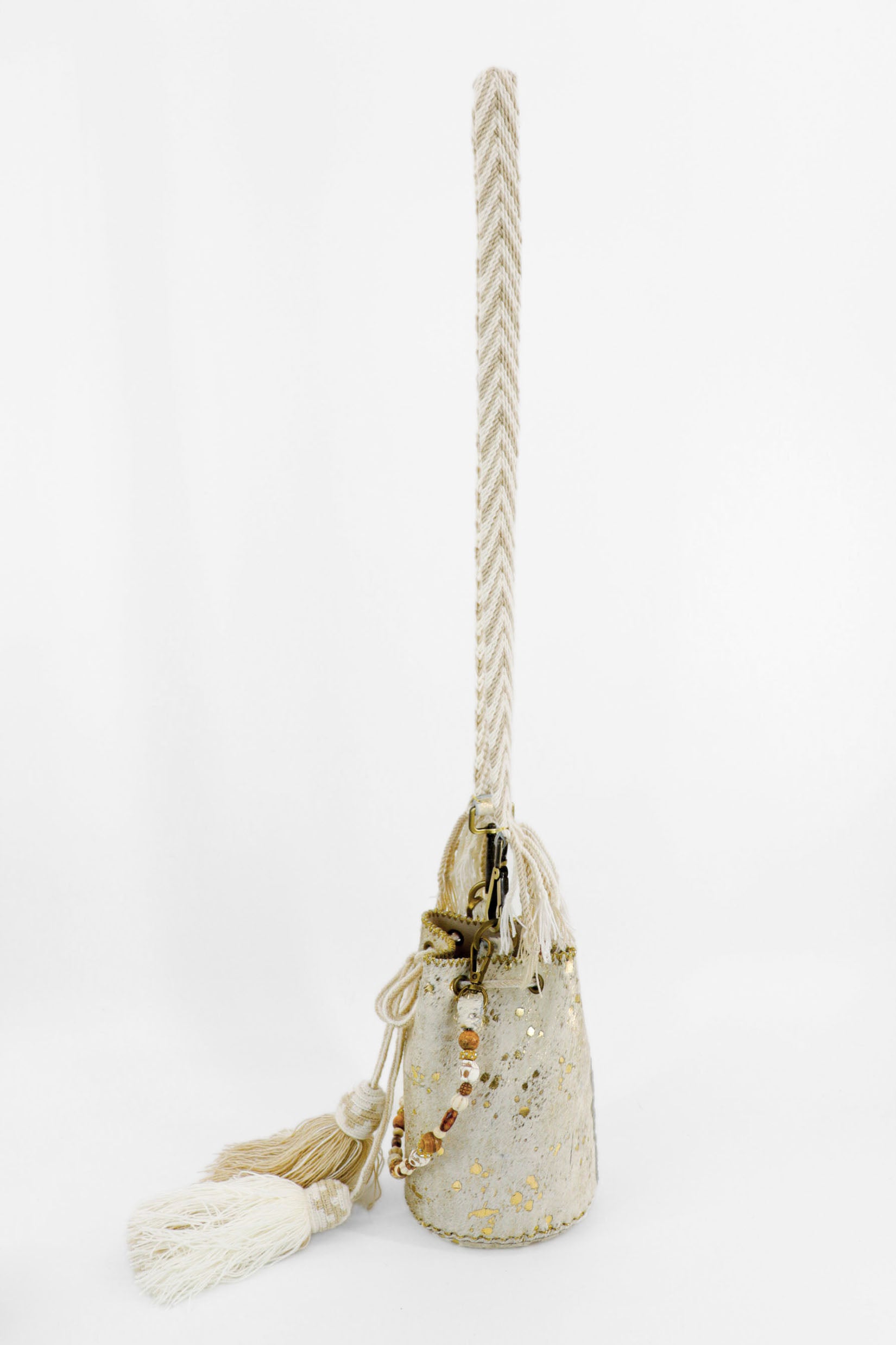 APÜNÜ BUCKET BAG X-SMALL FURRY / GOLD - BEIGE #350012