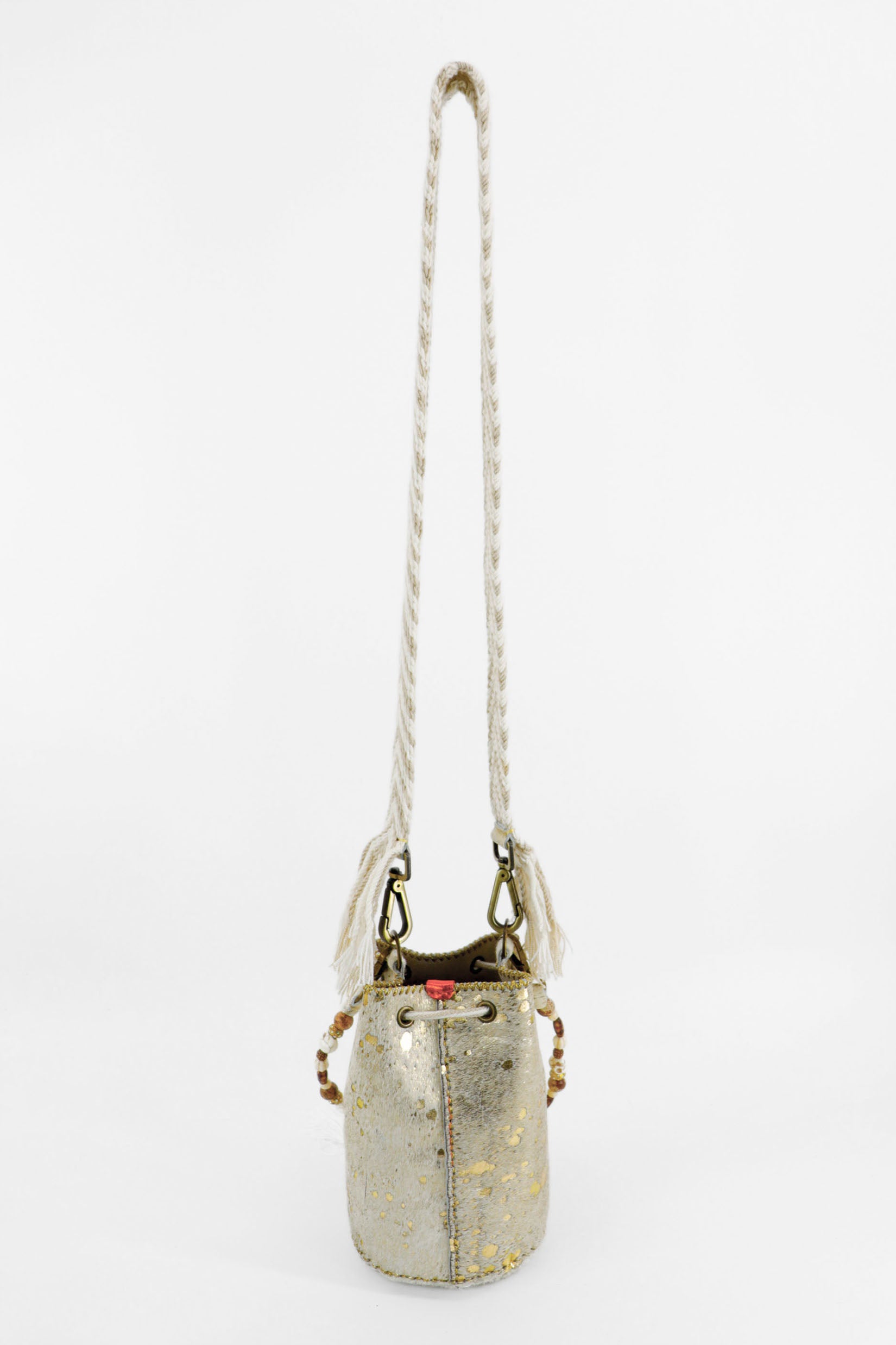 APÜNÜ BUCKET BAG X-SMALL FURRY / GOLD - BEIGE #350012
