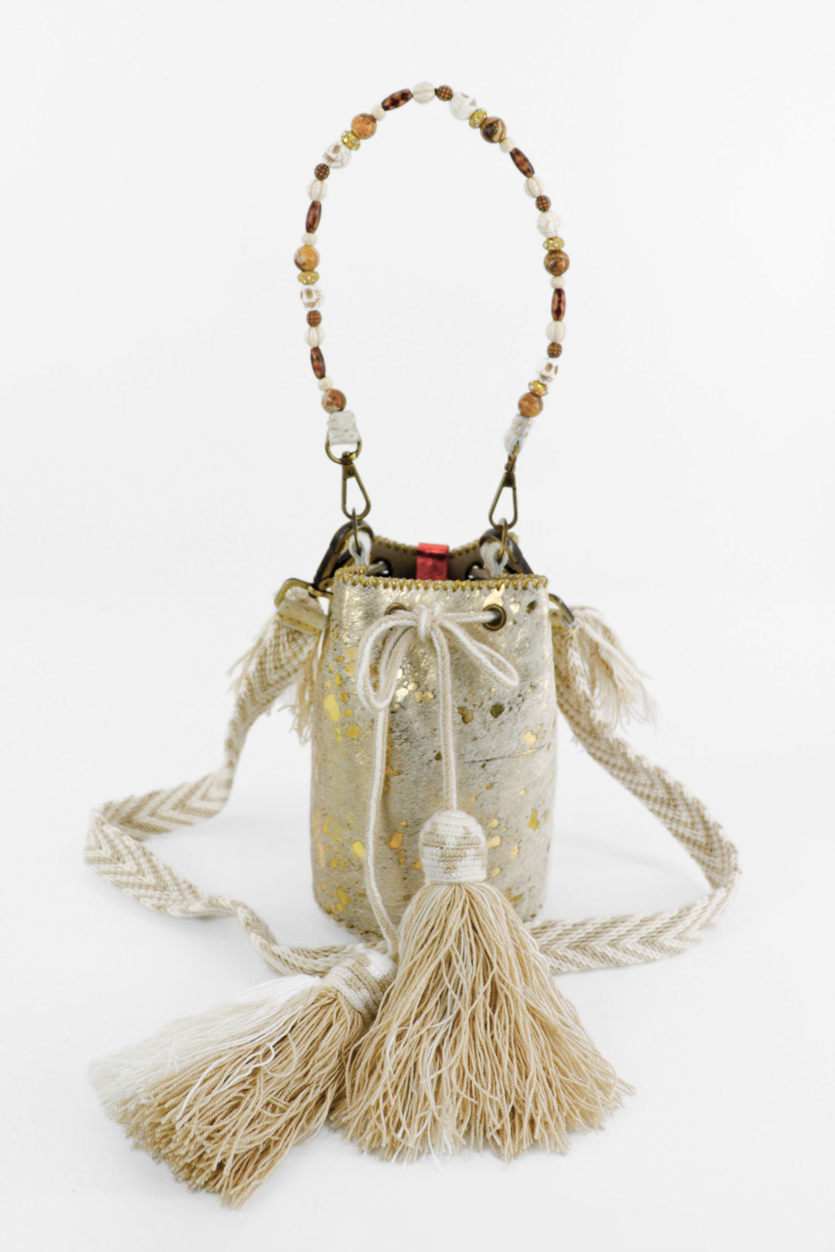 APÜNÜ BUCKET BAG X-SMALL FURRY / GOLD - BEIGE #350012