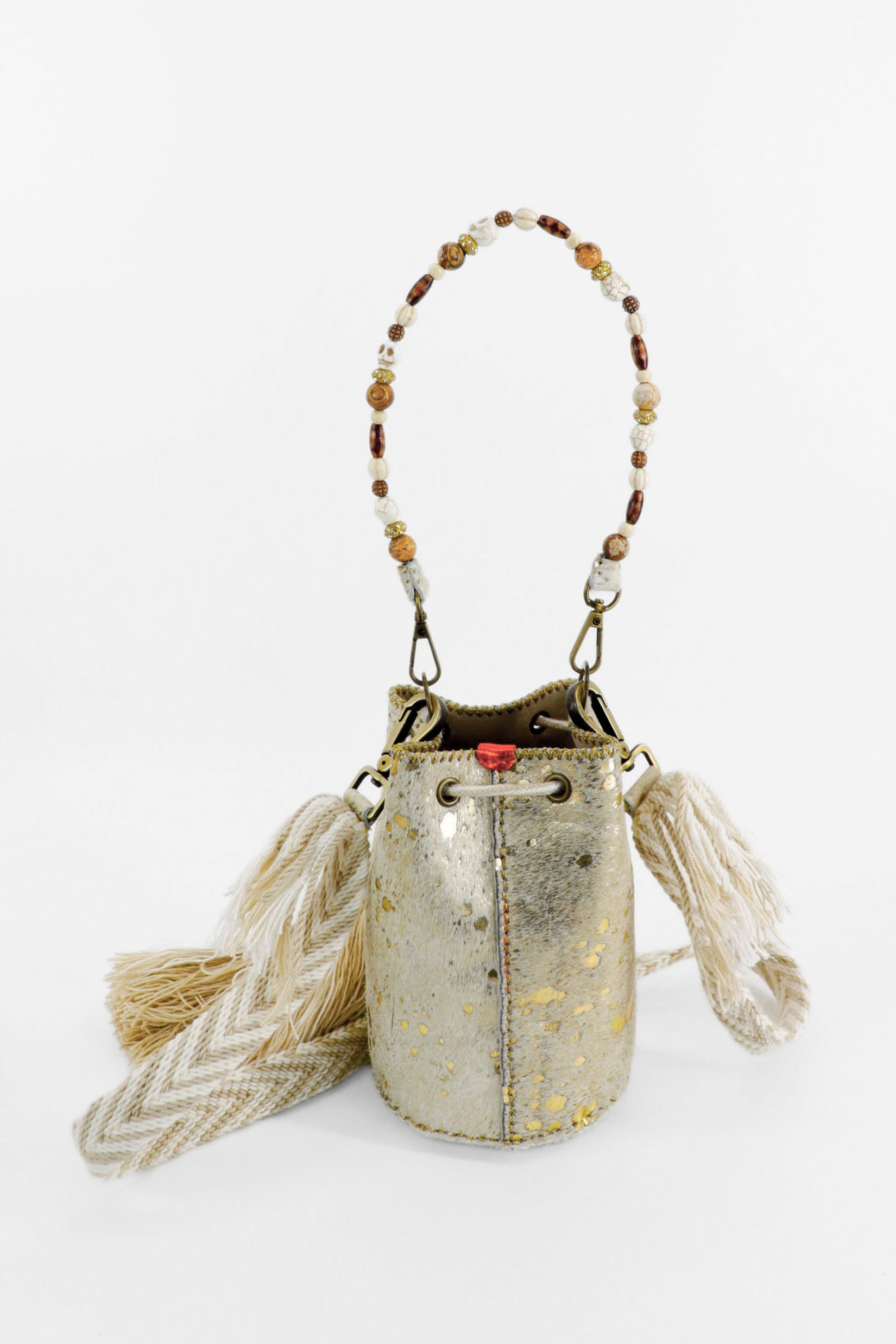 APÜNÜ BUCKET BAG X-SMALL FURRY / GOLD - BEIGE #350012