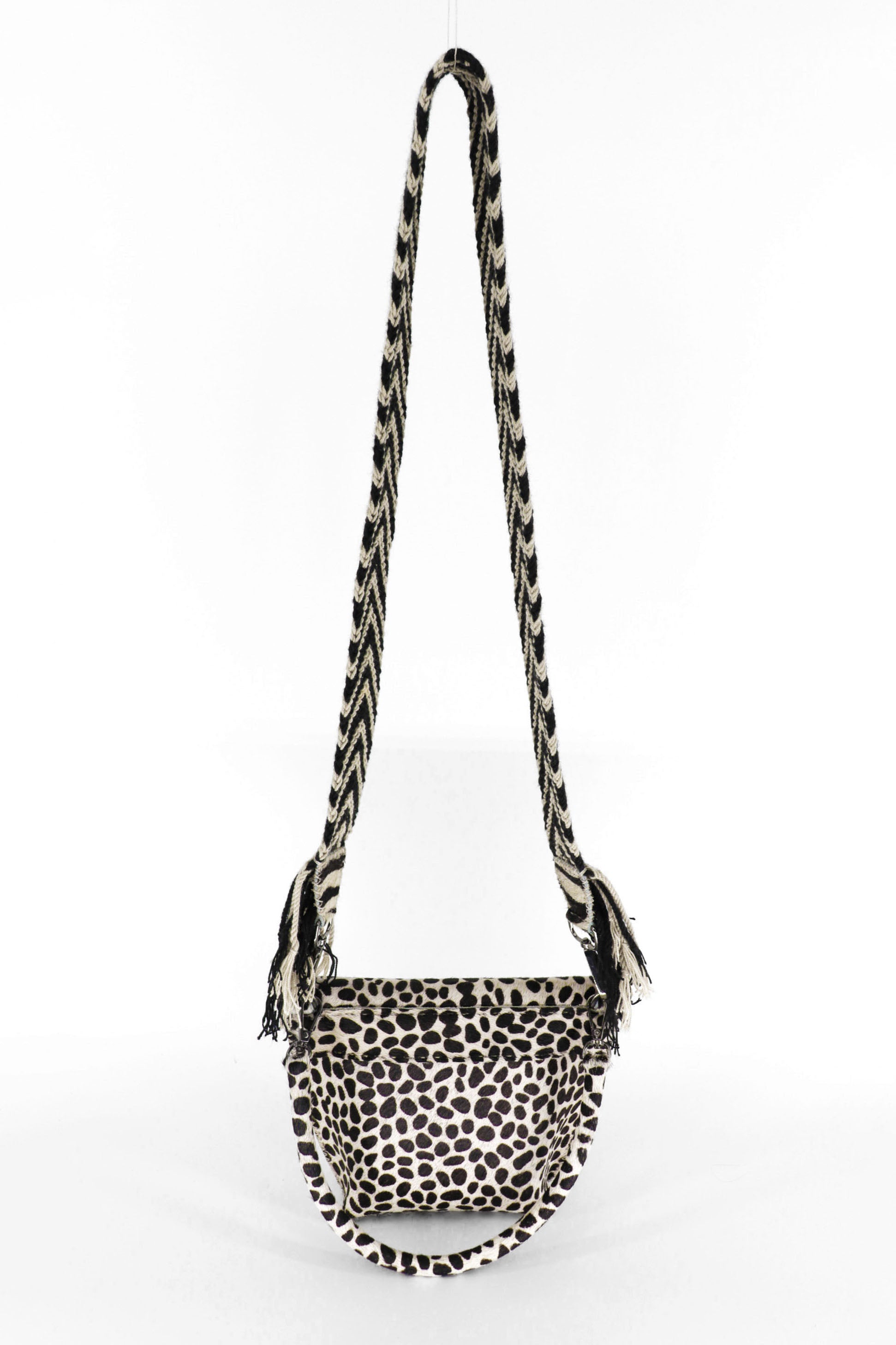 PIAMA TOTE BAG X-SMALL FURRY / BLK&WHI DOTS - DRK BRW #330015