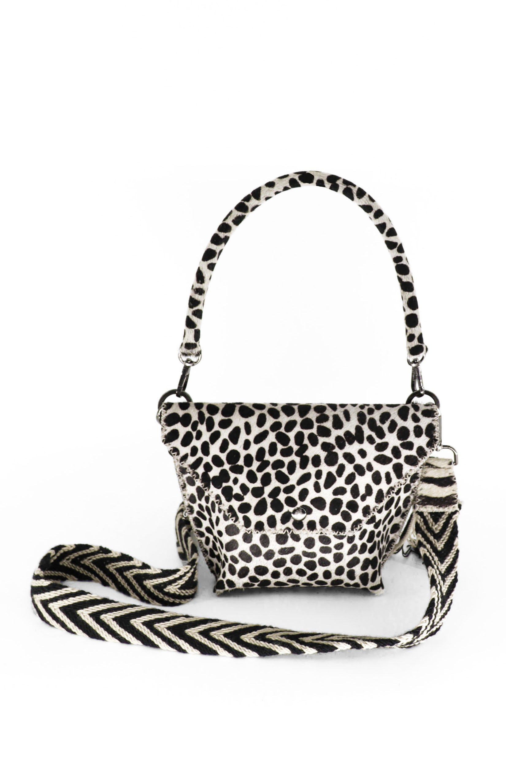 PIAMA TOTE BAG X-SMALL FURRY / BLK&WHI DOTS - DRK BRW #330015