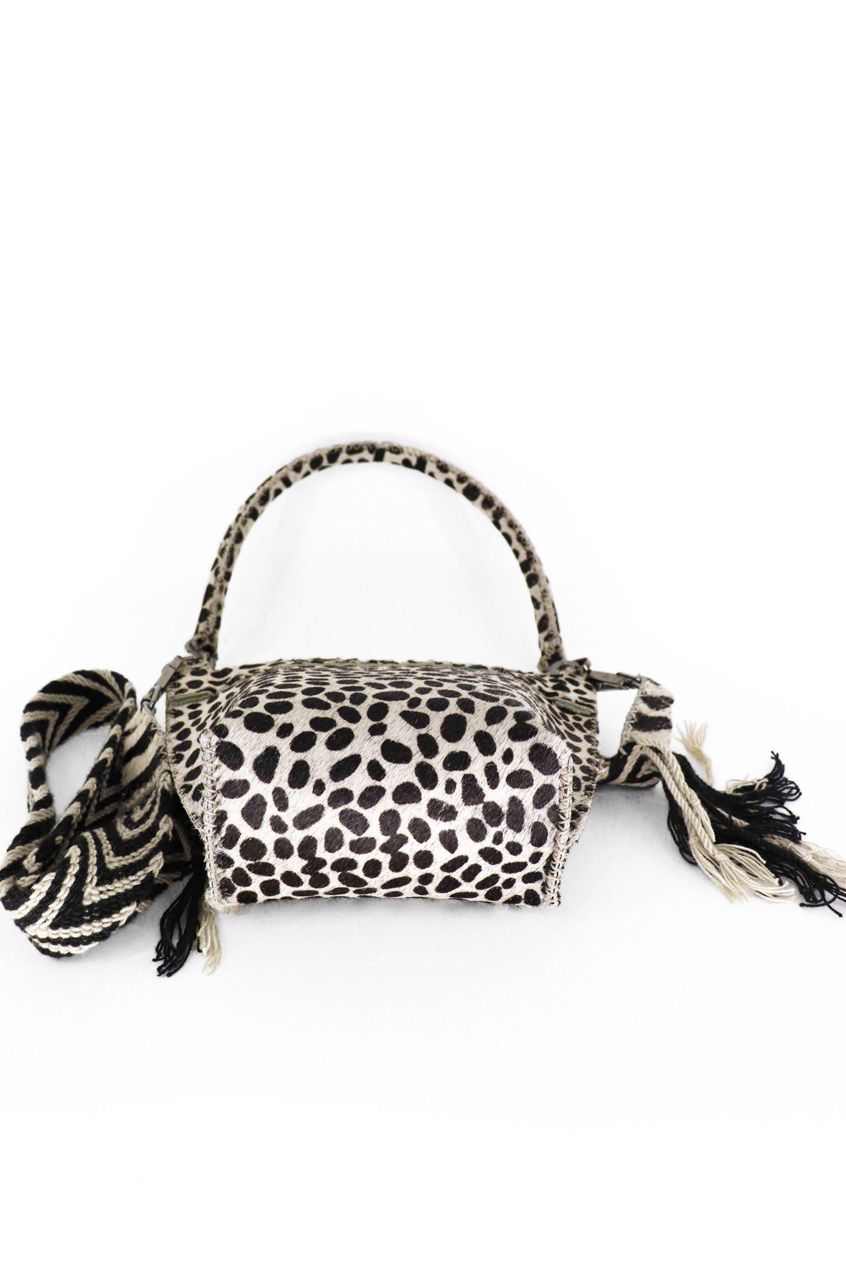 PIAMA TOTE BAG X-SMALL FURRY / BLK&WHI DOTS - DRK BRW #330015