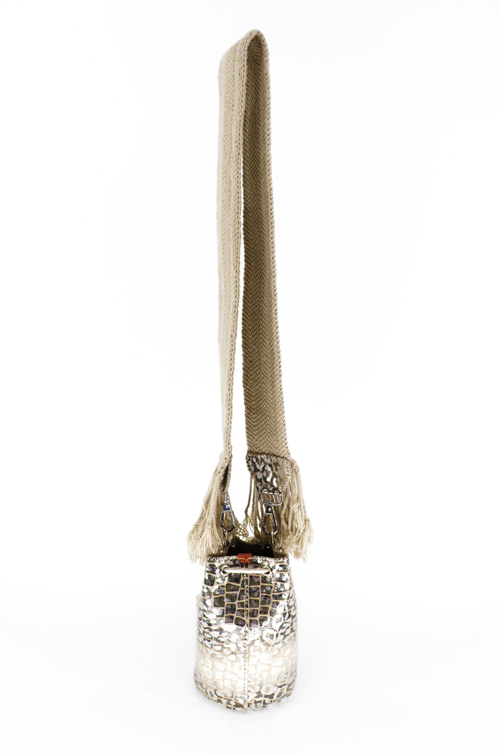 APÜNÜ BUCKET BAG X-SMALL CROCO MIX / SILVER GRAY - BEIGE #360011