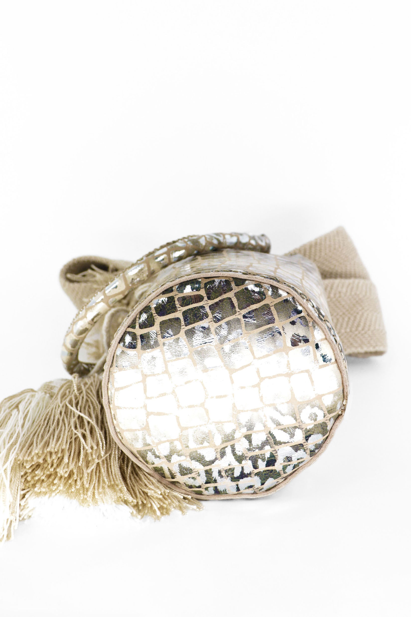 APÜNÜ BUCKET BAG X-SMALL CROCO MIX / SILVER GRAY - BEIGE #360011