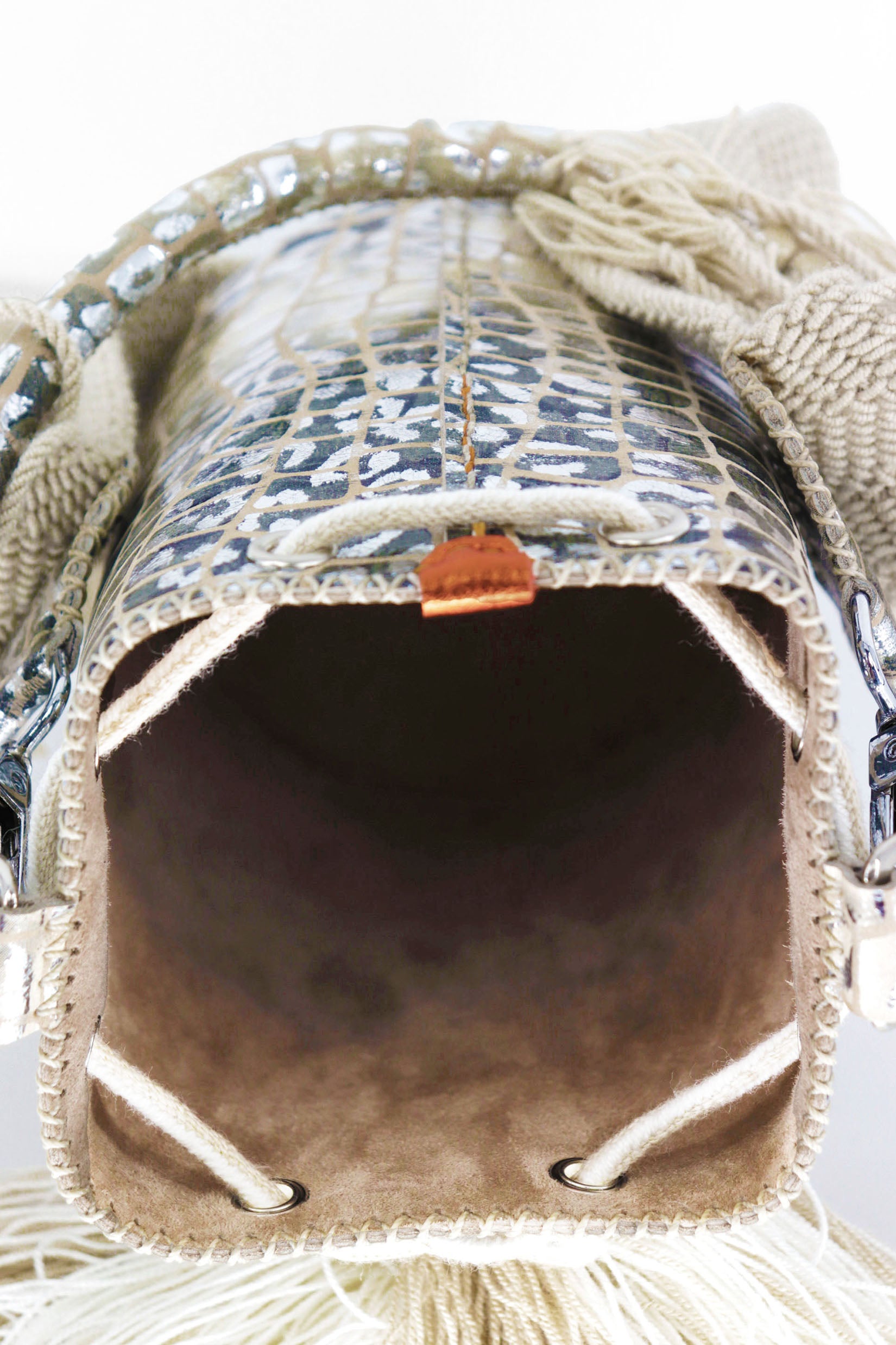 APÜNÜ BUCKET BAG X-SMALL CROCO MIX / SILVER GRAY - BEIGE #360011