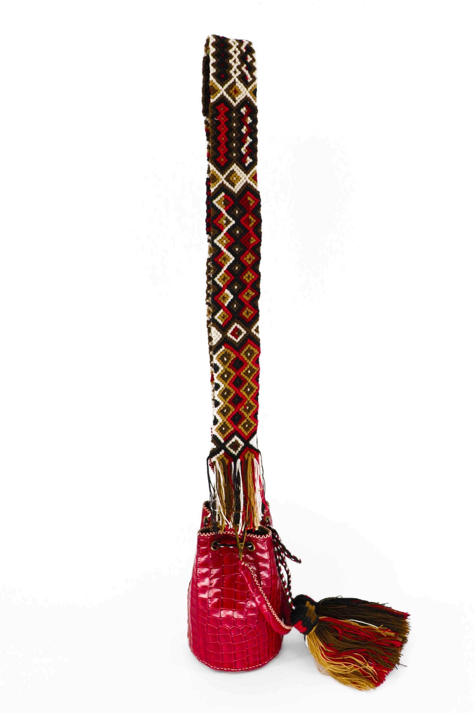 APÜNÜ BUCKET BAG X-SMALL CROCO / RED - DRK BRW #360009