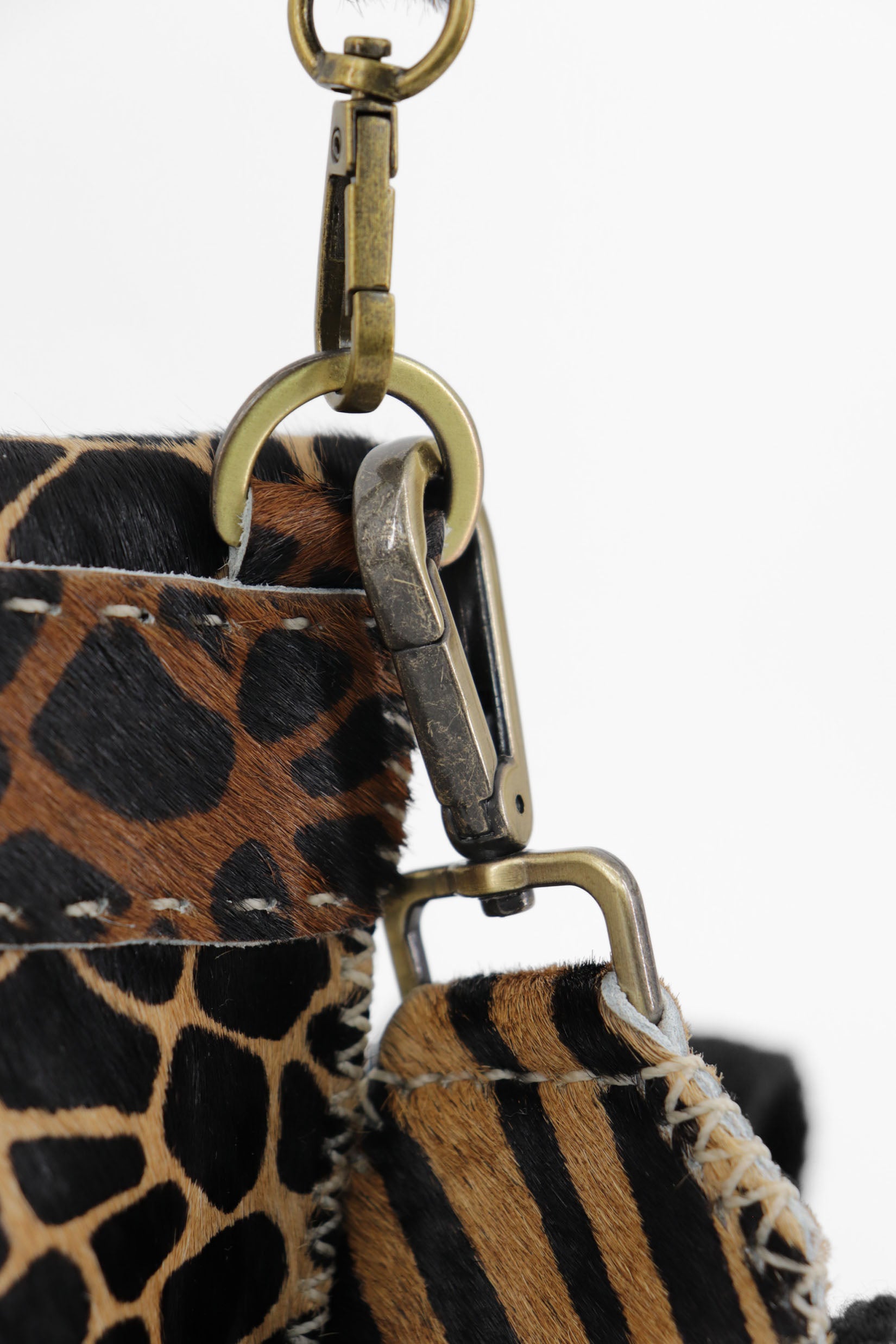 PIAMA TOTE BAG X-SMALL FURRY /  GIRAFFE BLK&BRW - BEIGE #330017
