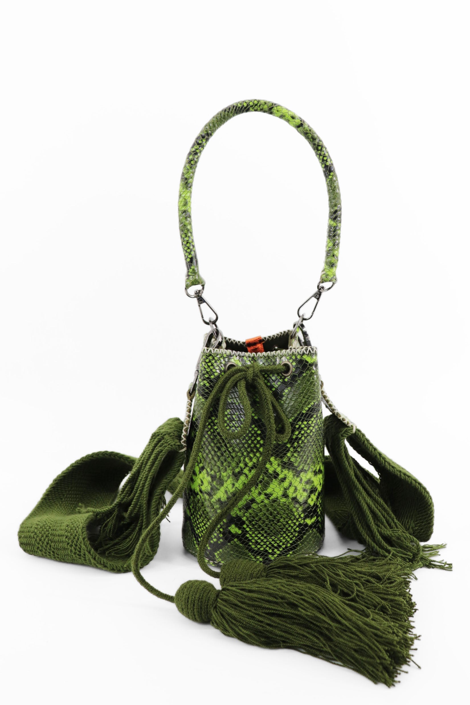 APÜNÜ BUCKET BAG X-SMALL PYTHON / OLIVE&LIME GREEN - OLIVE GREEN #360012