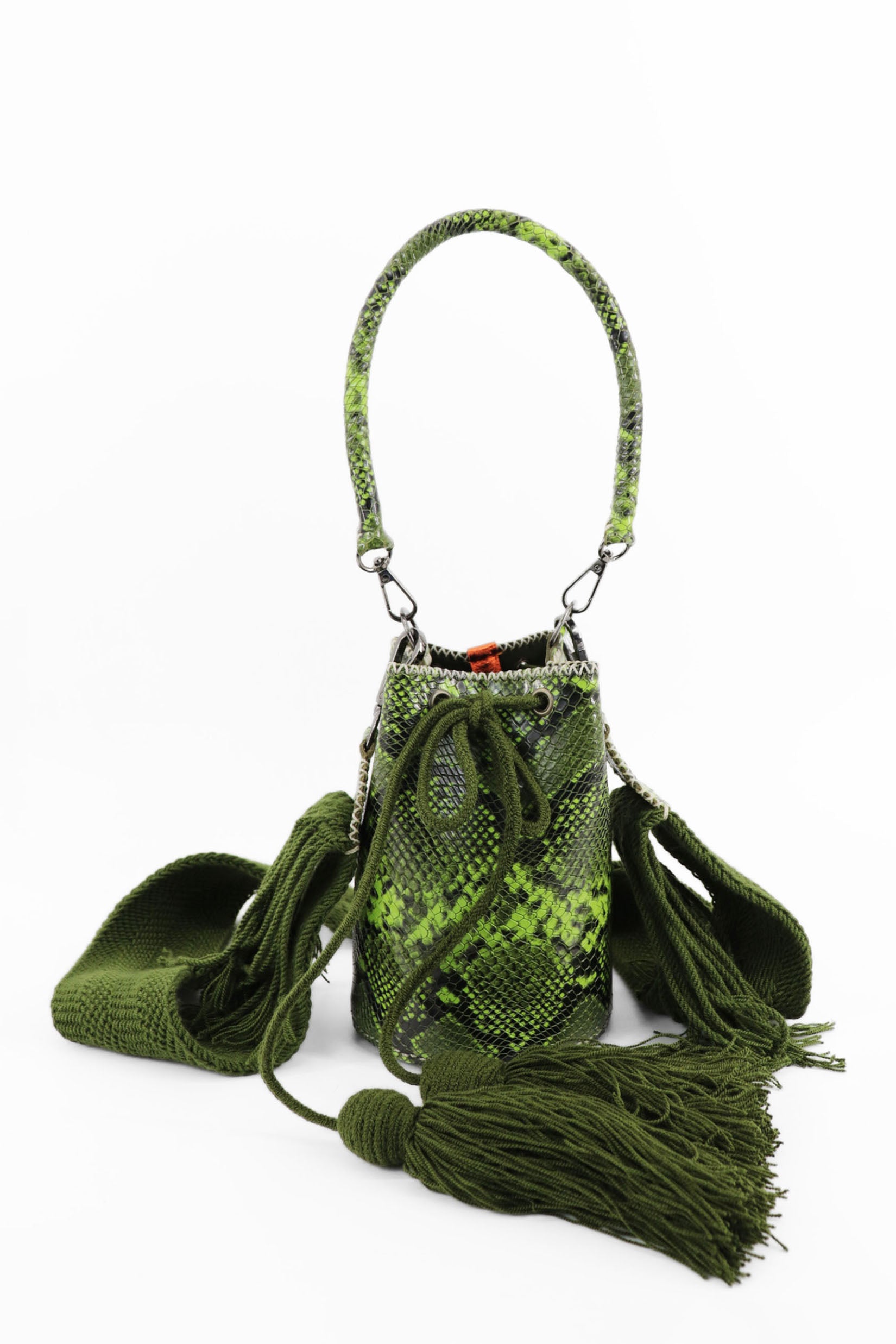 APÜNÜ BUCKET BAG X-SMALL PYTHON / OLIVE&LIME GREEN - OLIVE GREEN #360012