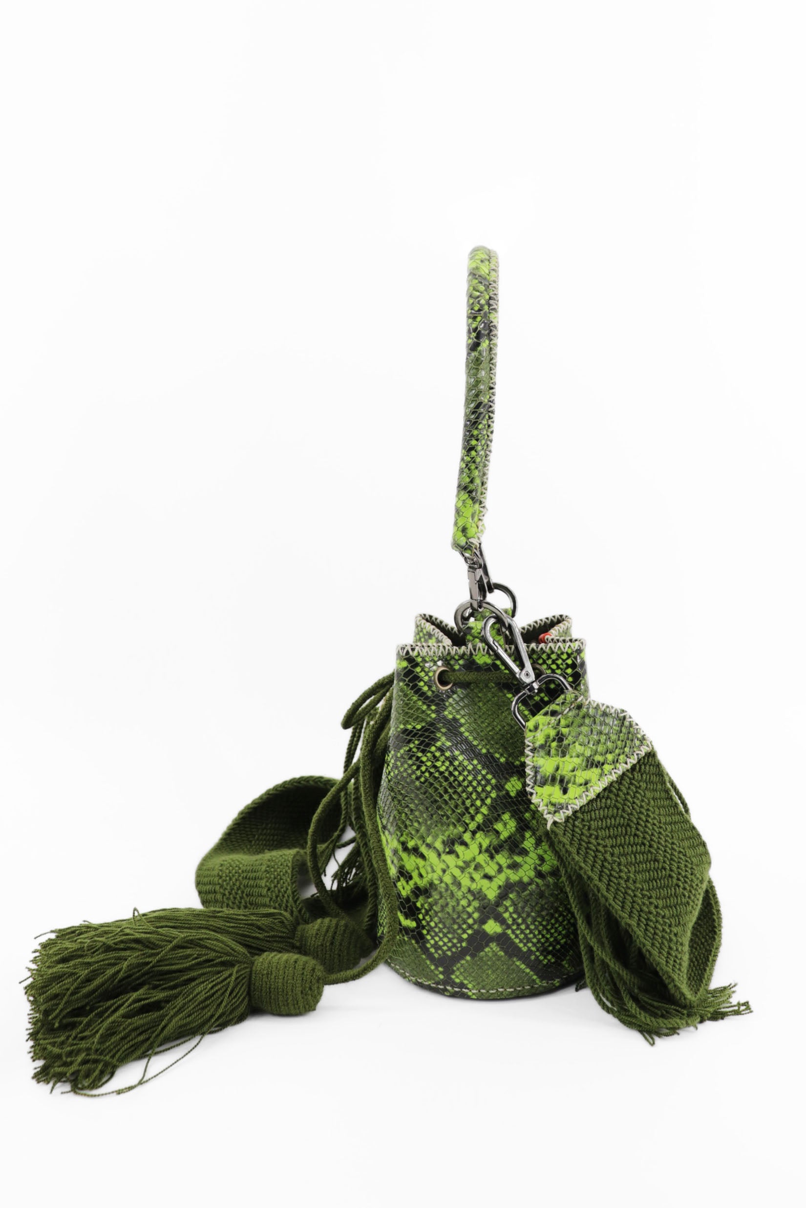 APÜNÜ BUCKET BAG X-SMALL PYTHON / OLIVE&LIME GREEN - OLIVE GREEN #360012