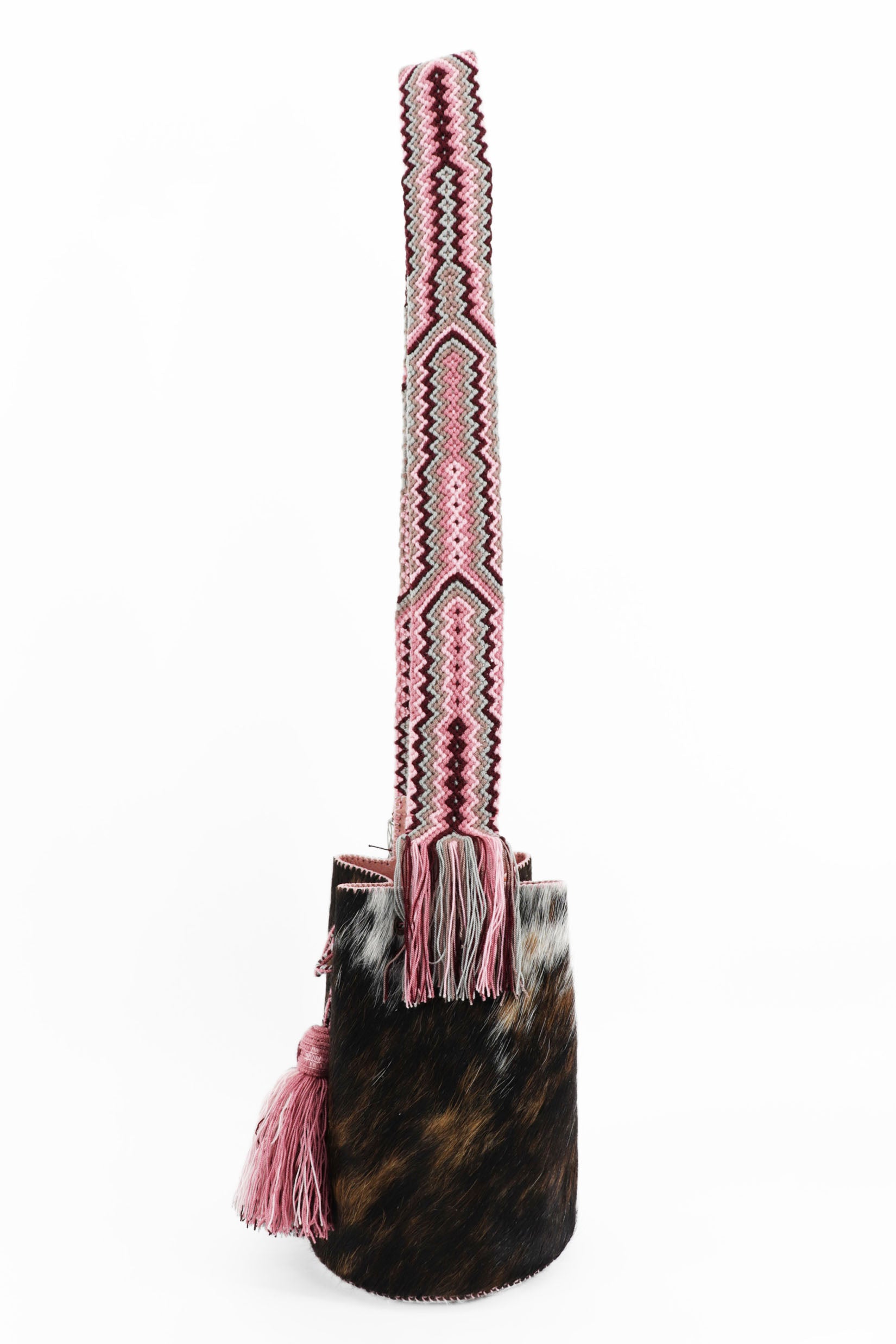 APÜNÜ BUCKET BAG LARGE FURRY / DRK BRW&WHI - PINK #100020