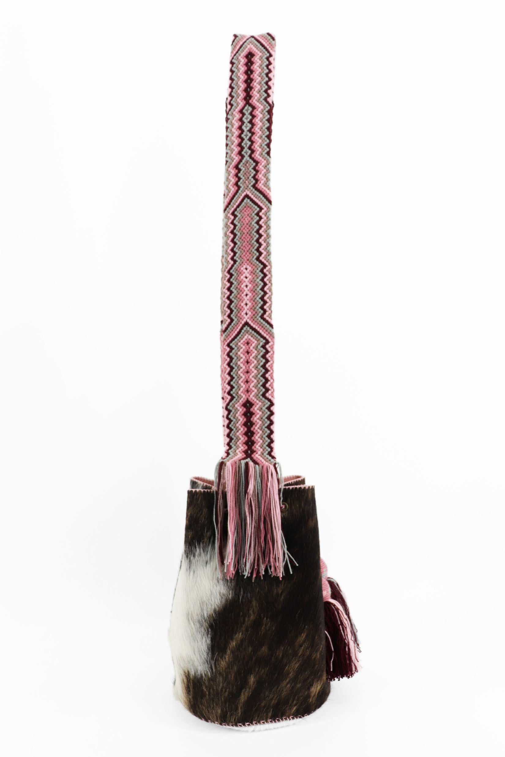 APÜNÜ BUCKET BAG LARGE FURRY / DRK BRW&WHI - PINK #100020