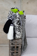 APÜNÜ LARGE FURRY DOTTED BLK&WH - APPLE GREEN (100018)