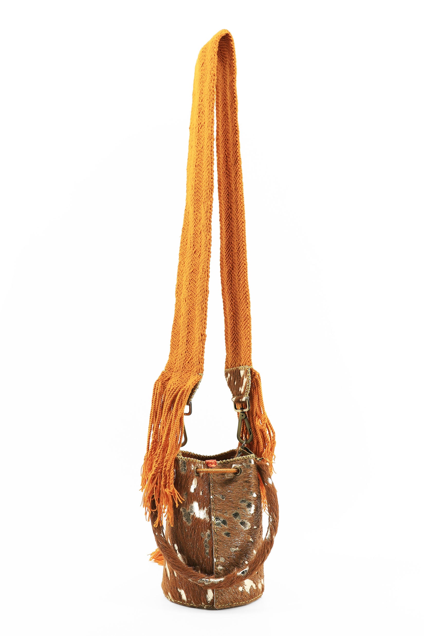 APÜNÜ BUCKET BAG X-SMALL FURRY / CAMEL & GOLD - MUSTARD #350019