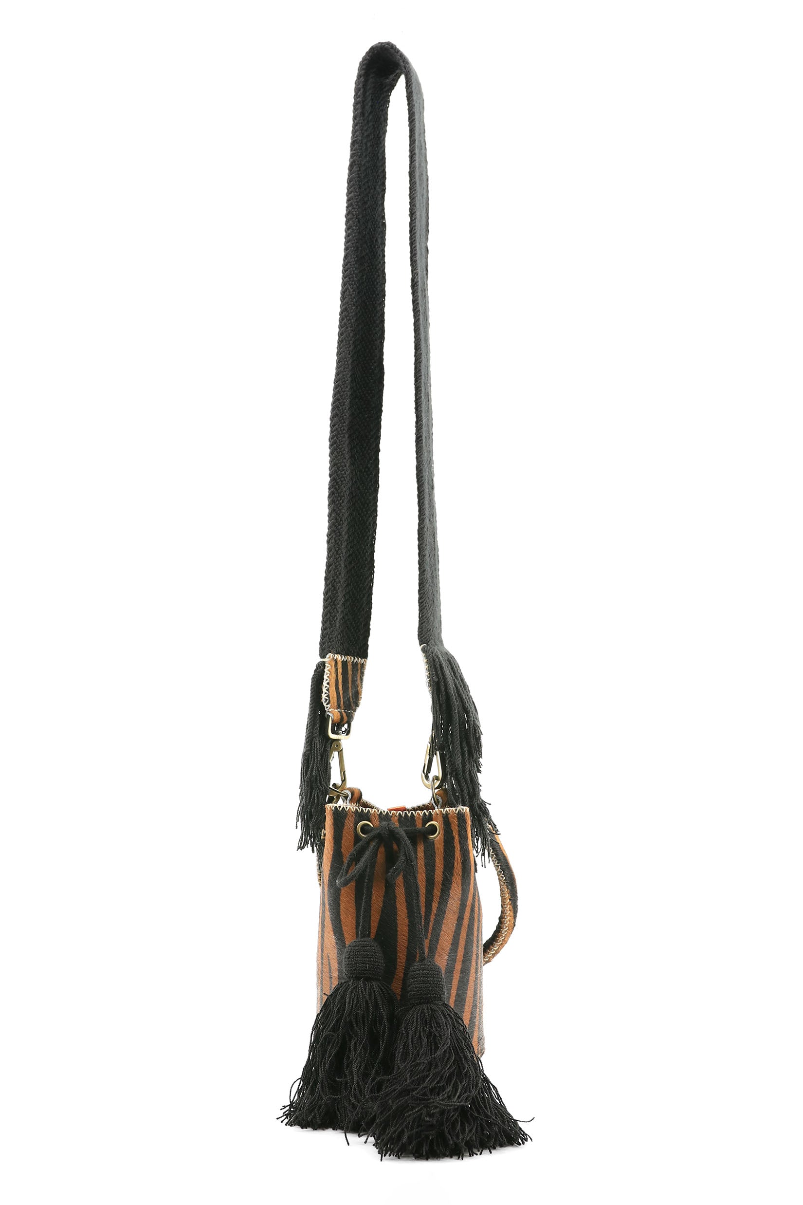 APÜNÜ BUCKET BAG  X-SMALL FURRY / TIGER COL BRW&BLK - COL BRW #350020