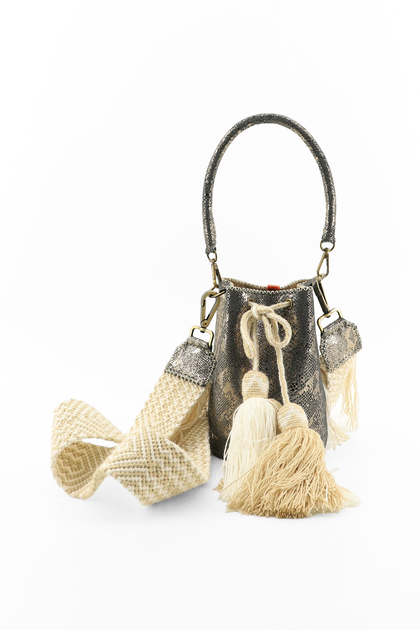 APÜNÜ BUCKET BAG X-SMALL TYPHON / GRAY GOLD - BEIGE #360017