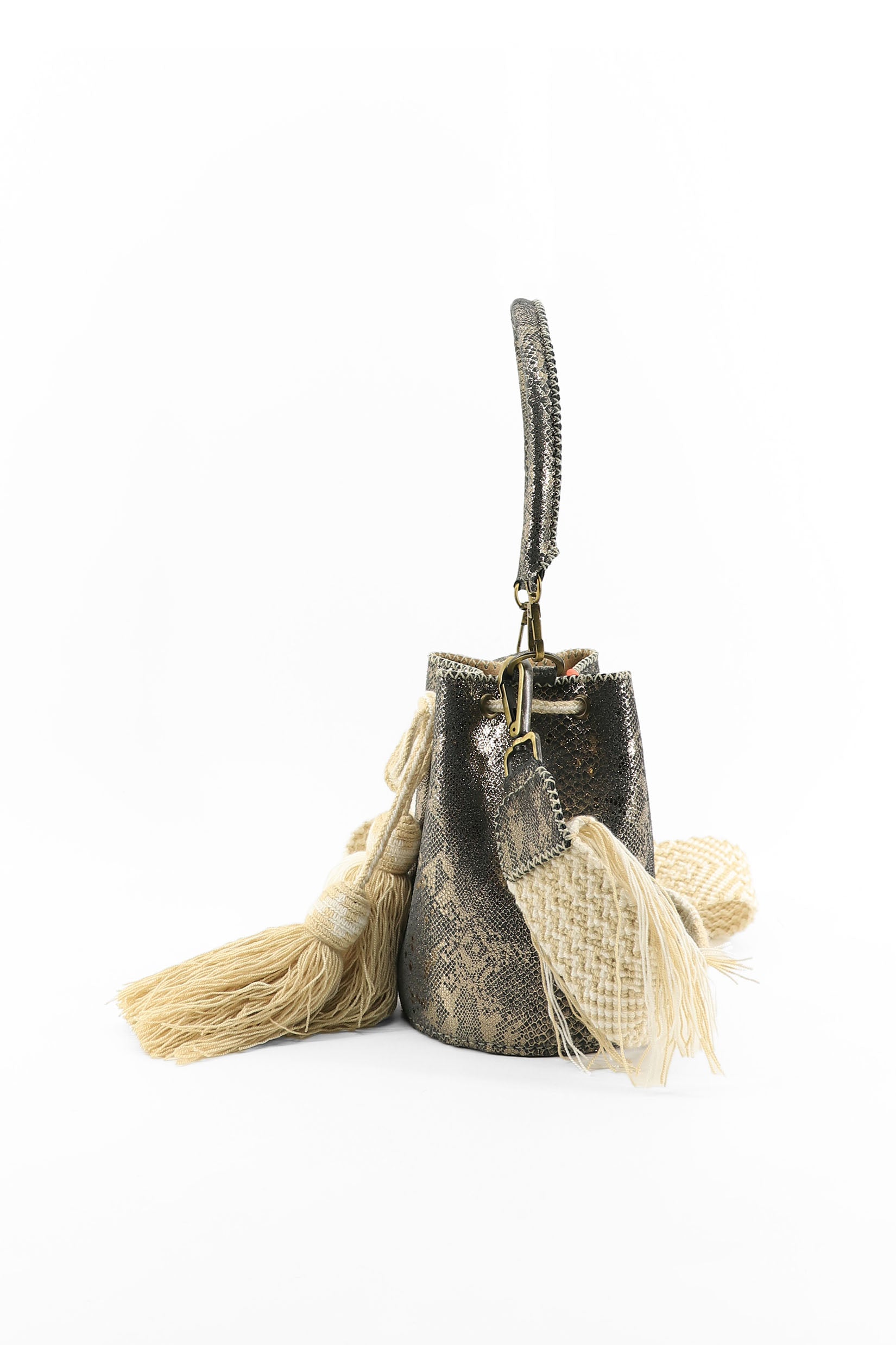 APÜNÜ BUCKET BAG X-SMALL TYPHON / GRAY GOLD - BEIGE #360017