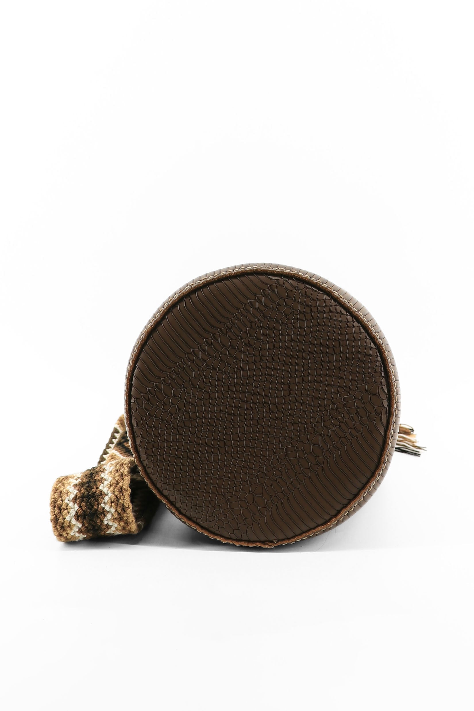 APÜNÜ BUCKET BAG LARGE / SATIN CROCO DRK BRW - BEIGE #110045