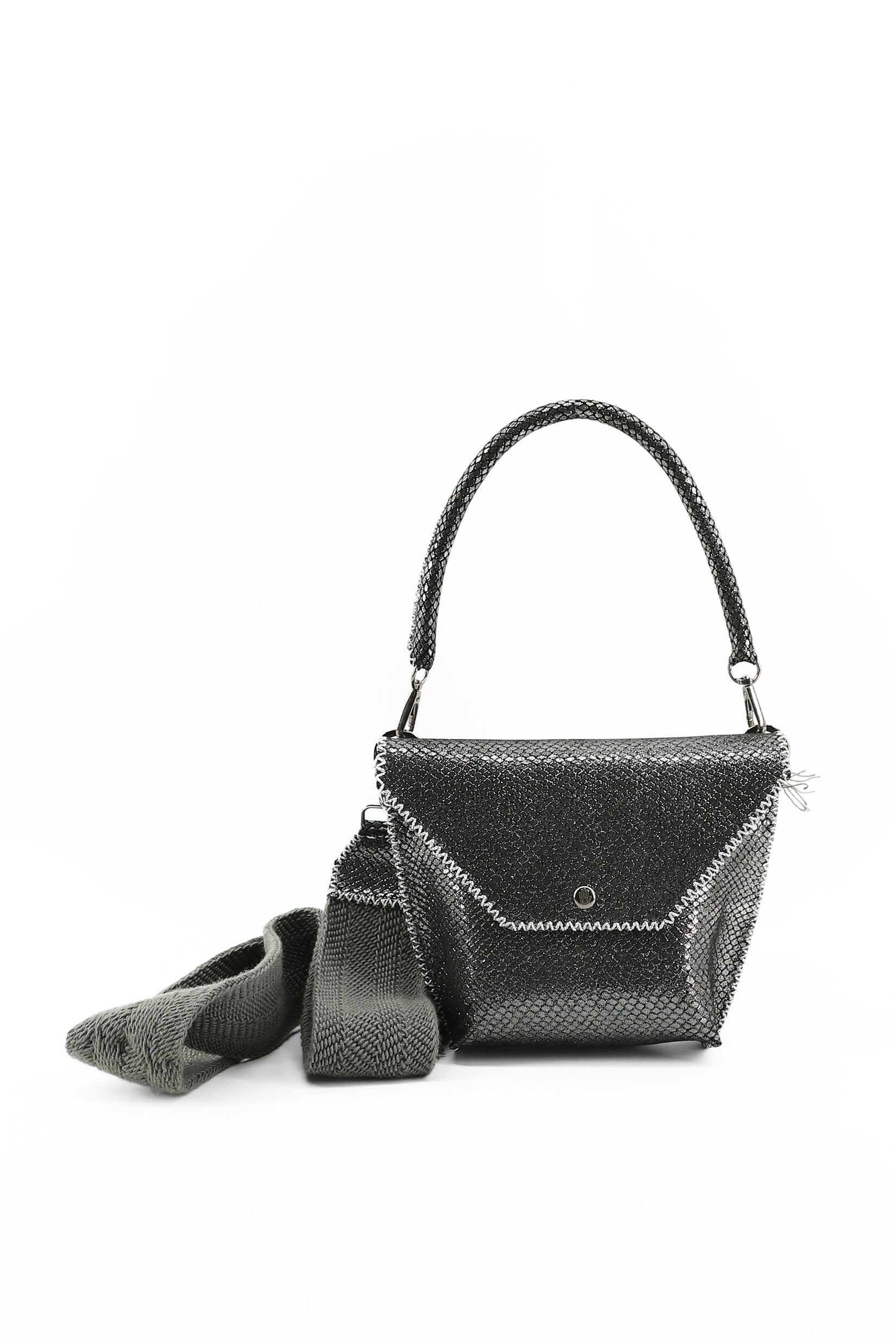 PIAMA TOTE BAG X-SMALL PYTHON / DRK GRAY-SPARKLY SILVER - GRAY #340013