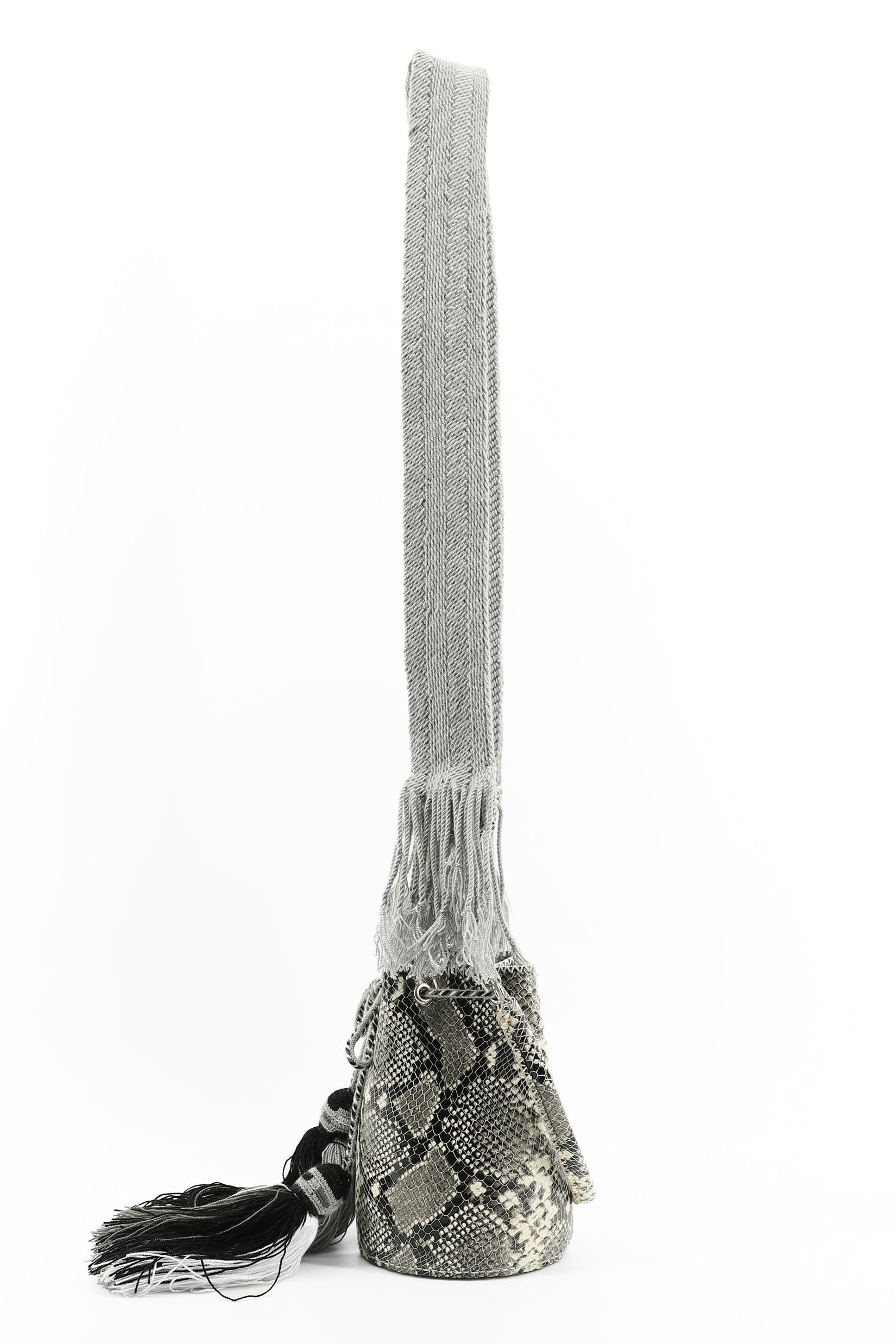 APÜNÜ BUCKET BAG X-SMALL PYTHON / GRAY&WHI - GRAY #360018