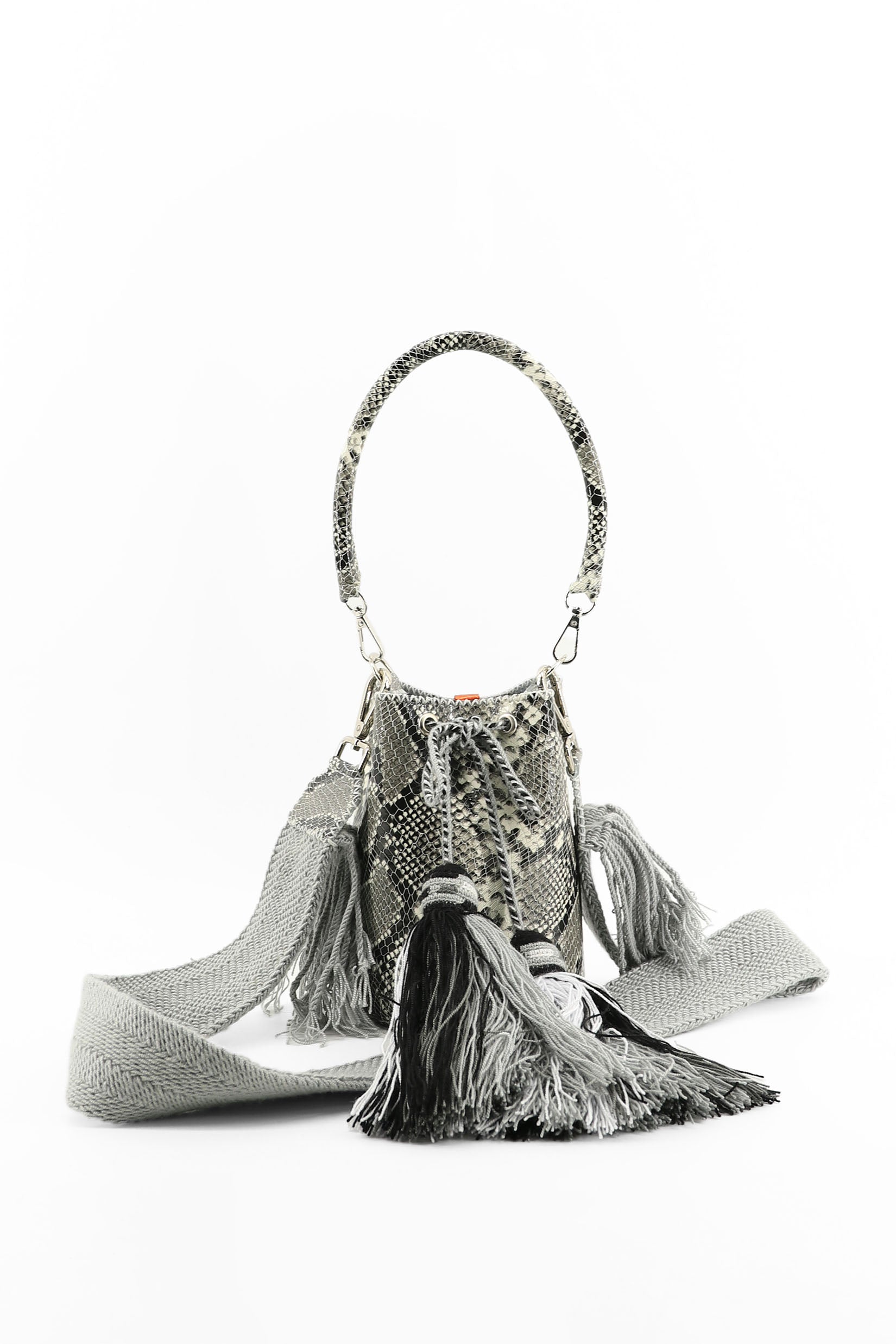 APÜNÜ BUCKET BAG X-SMALL PYTHON / GRAY&WHI - GRAY #360018