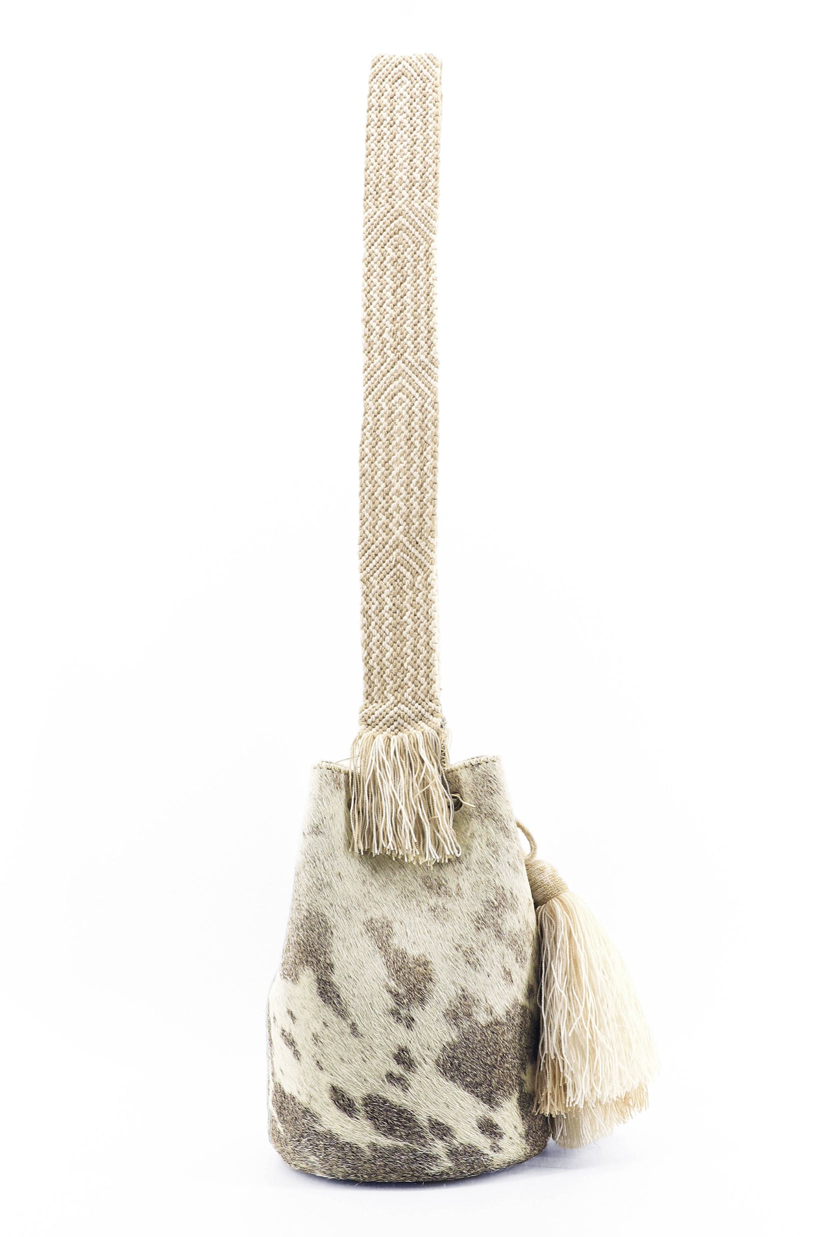 APÜNÜ BUCKET BAG LARGE FURRY / TAUPE & WHITE - BEIGE #100022