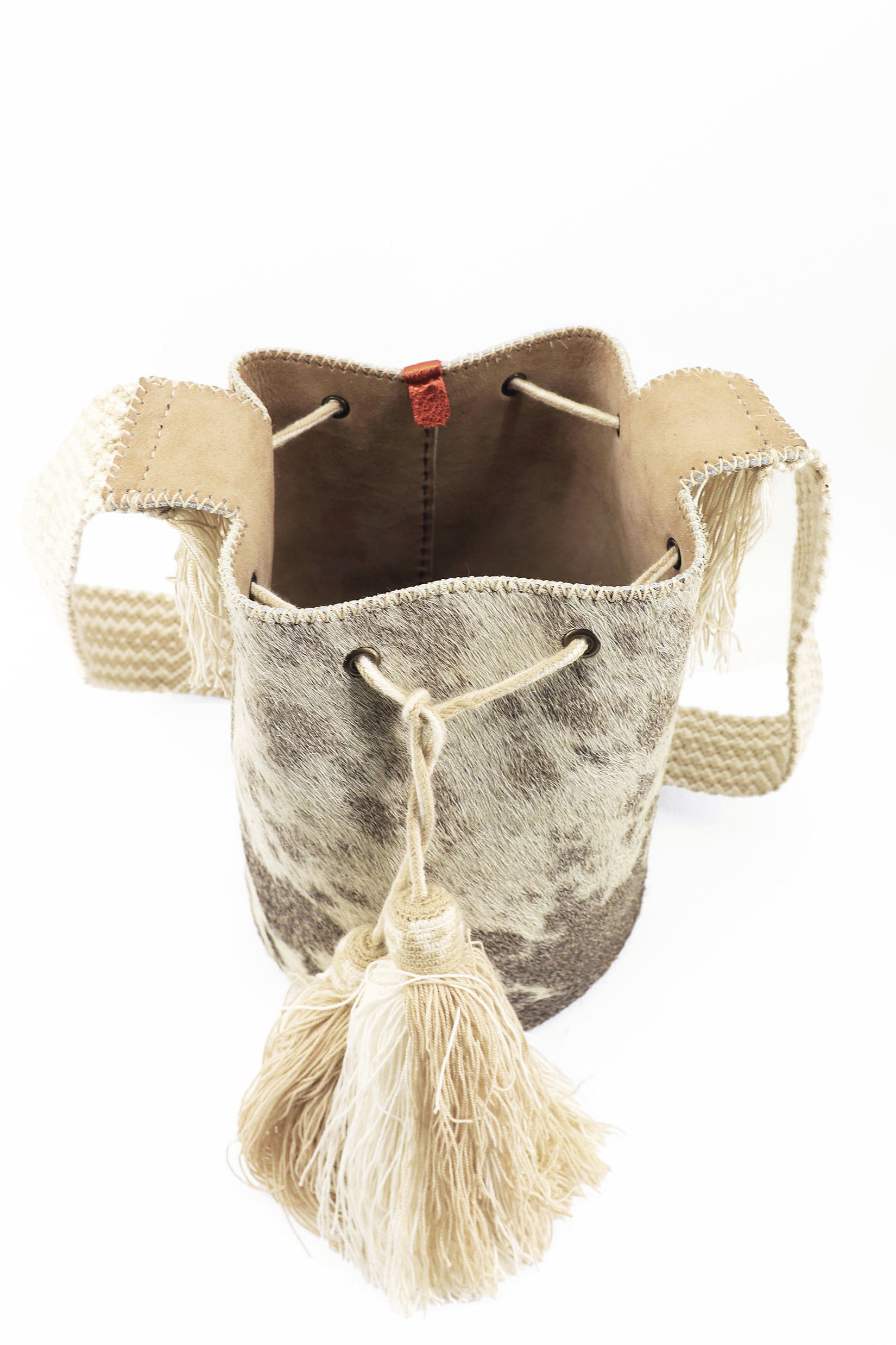 APÜNÜ BUCKET BAG LARGE FURRY / TAUPE & WHITE - BEIGE #100022
