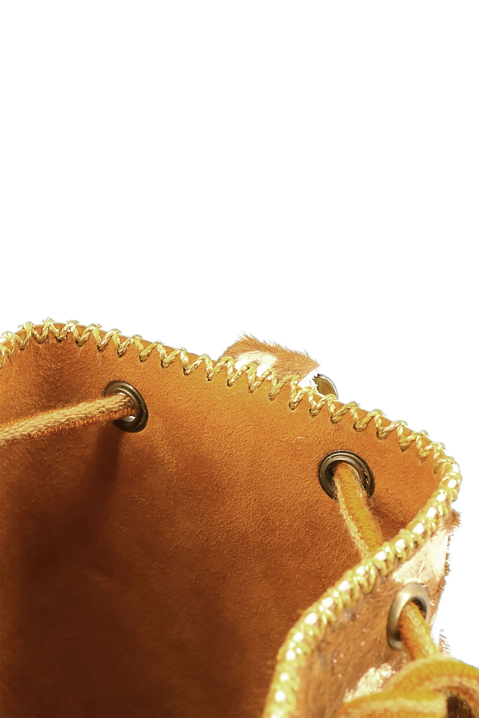 APÜNÜ BUCKET BAG X-SMALL FURRY / CAMEL & GOLD - MUSTARD #350019