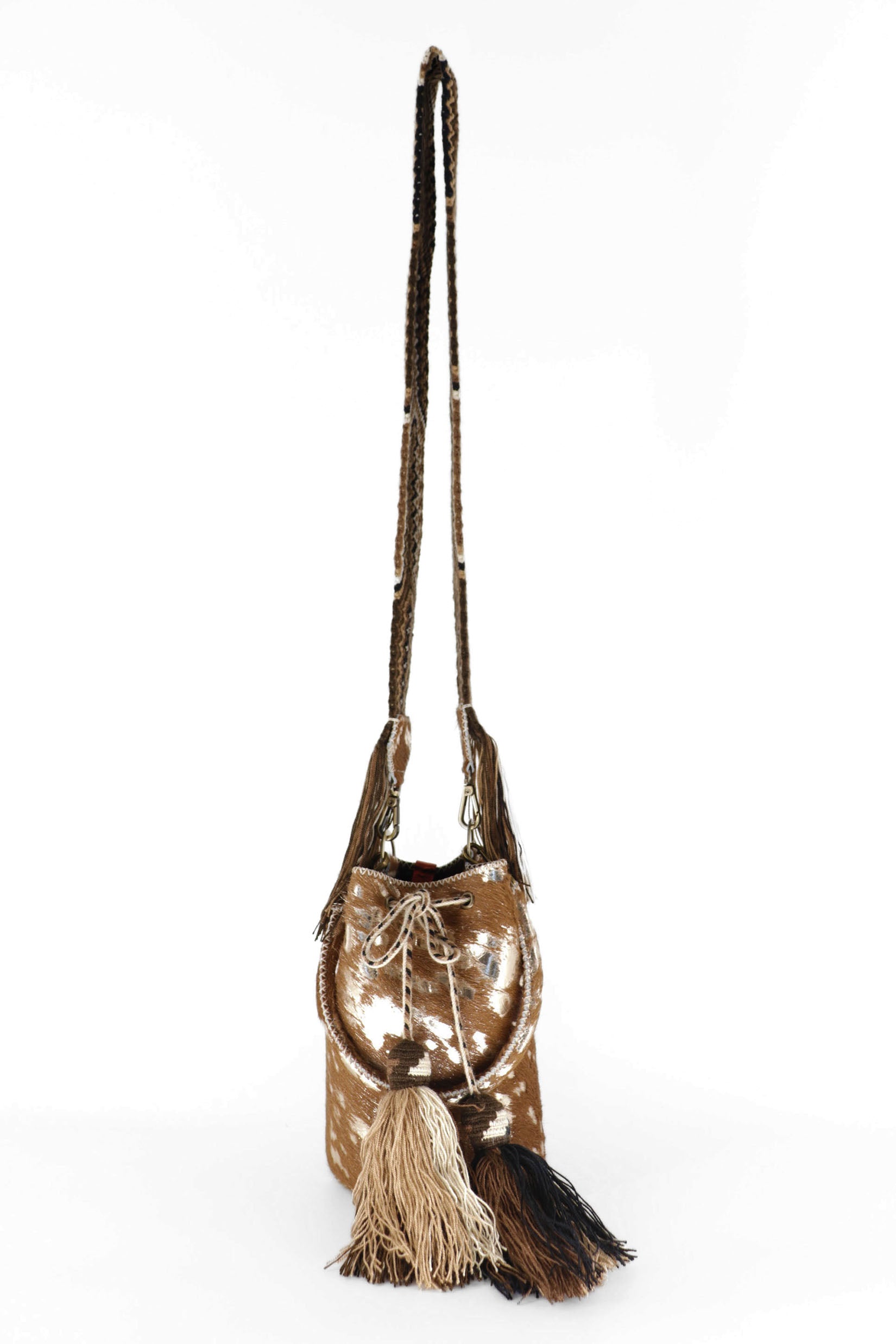 APÜNÜ BUCKET BAG SMALL FURRY / CAMEL GOLD FURRY - DRK BRW #130020