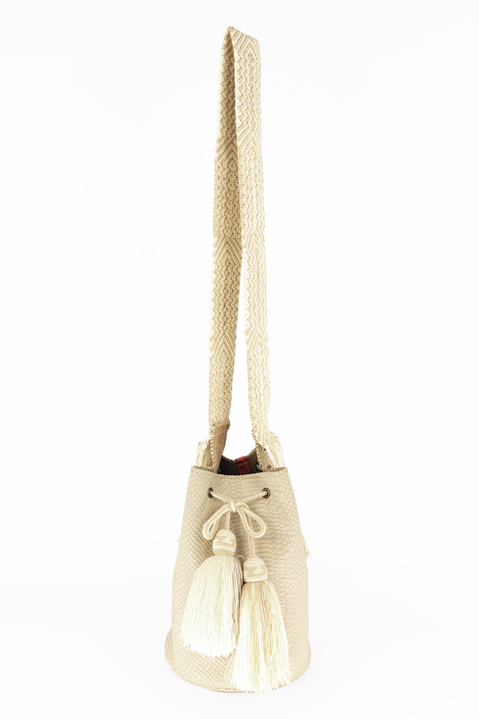 APÜNÜ BUCKET BAG LARGE / CROCO BEIGE - BEIGE #110047