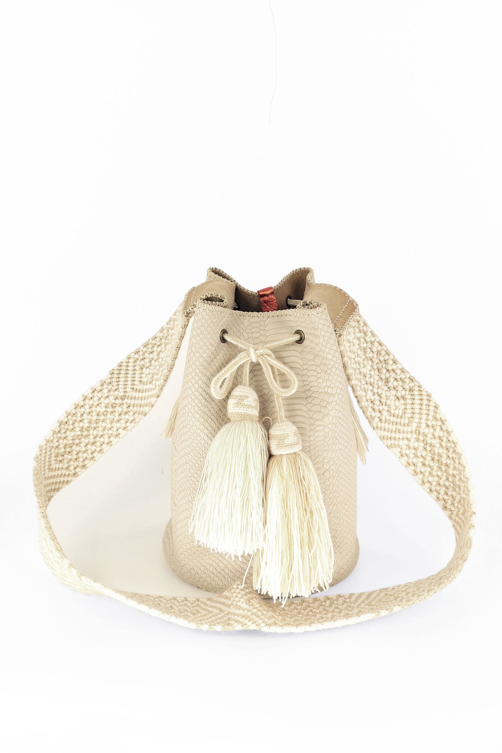 APÜNÜ BUCKET BAG LARGE / CROCO BEIGE - BEIGE #110047