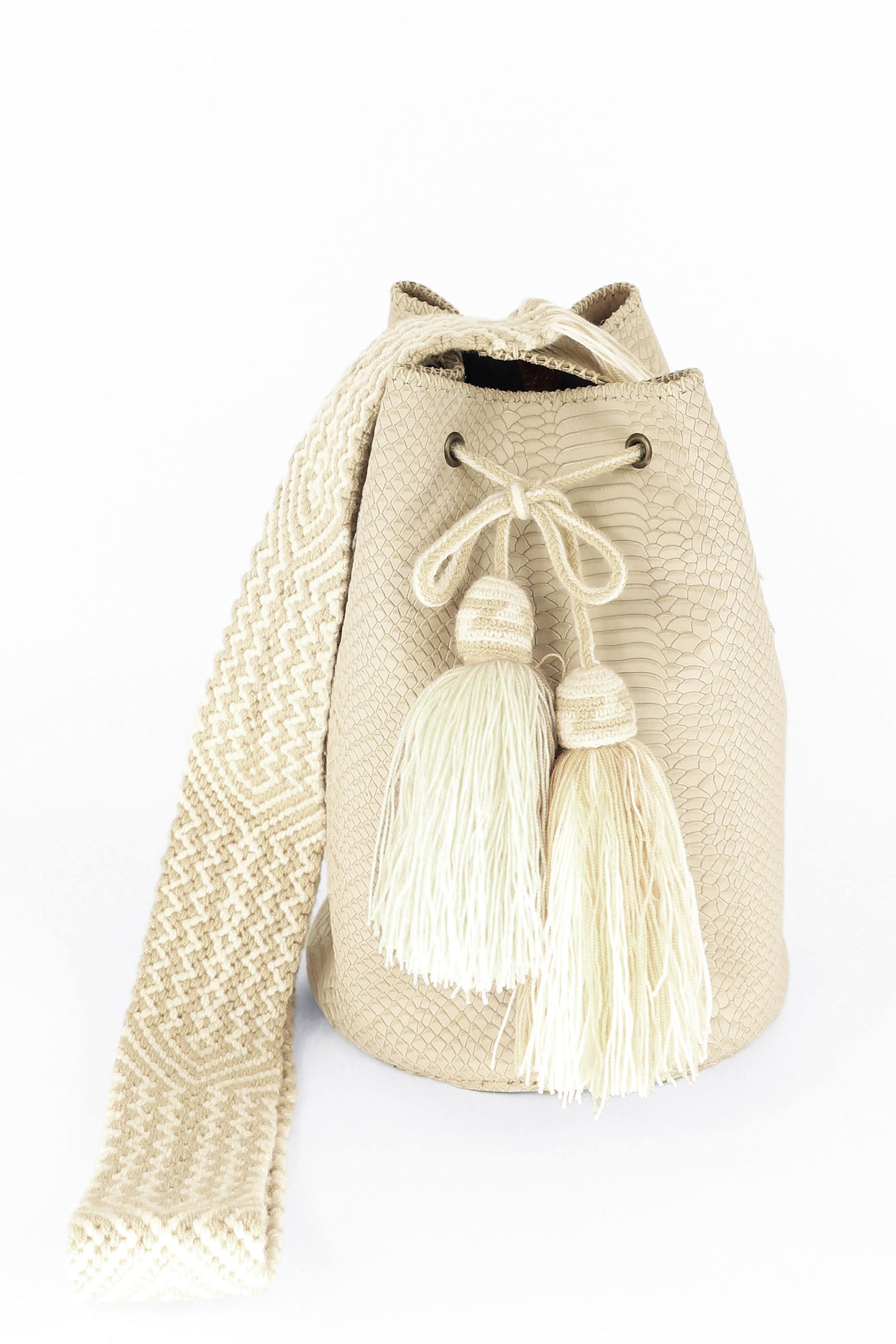 APÜNÜ BUCKET BAG LARGE / CROCO BEIGE - BEIGE #110047