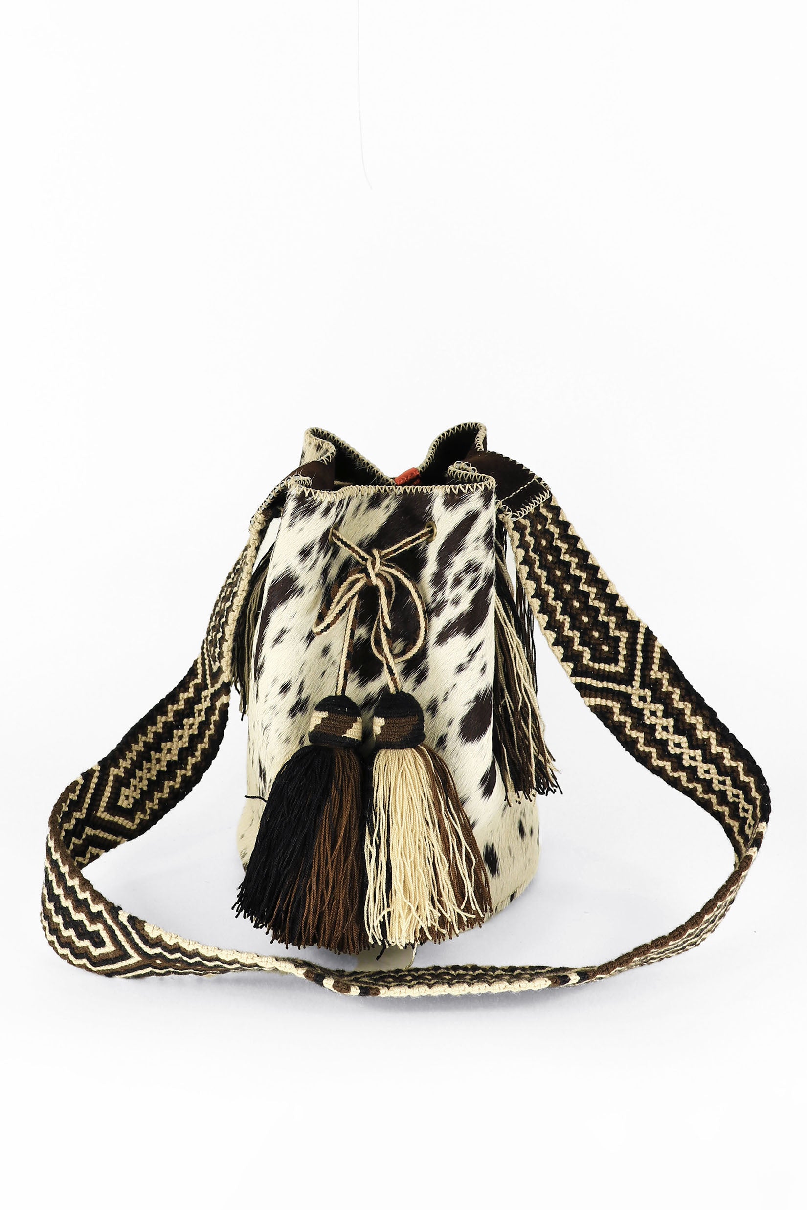 APÜNÜ BUCKET BAG LARGE FURRY / BRW WHITE BLK - BRW #100023