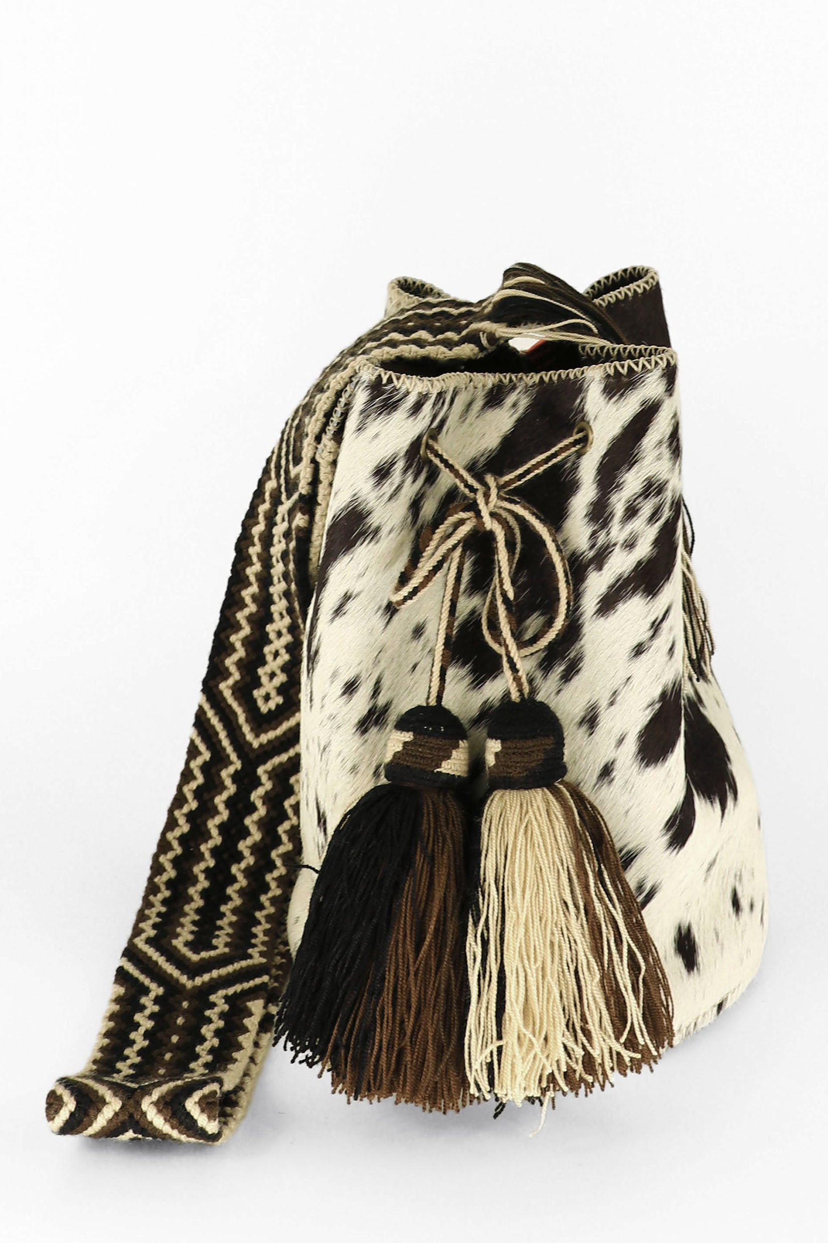 APÜNÜ BUCKET BAG LARGE FURRY / BRW WHITE BLK - BRW #100023