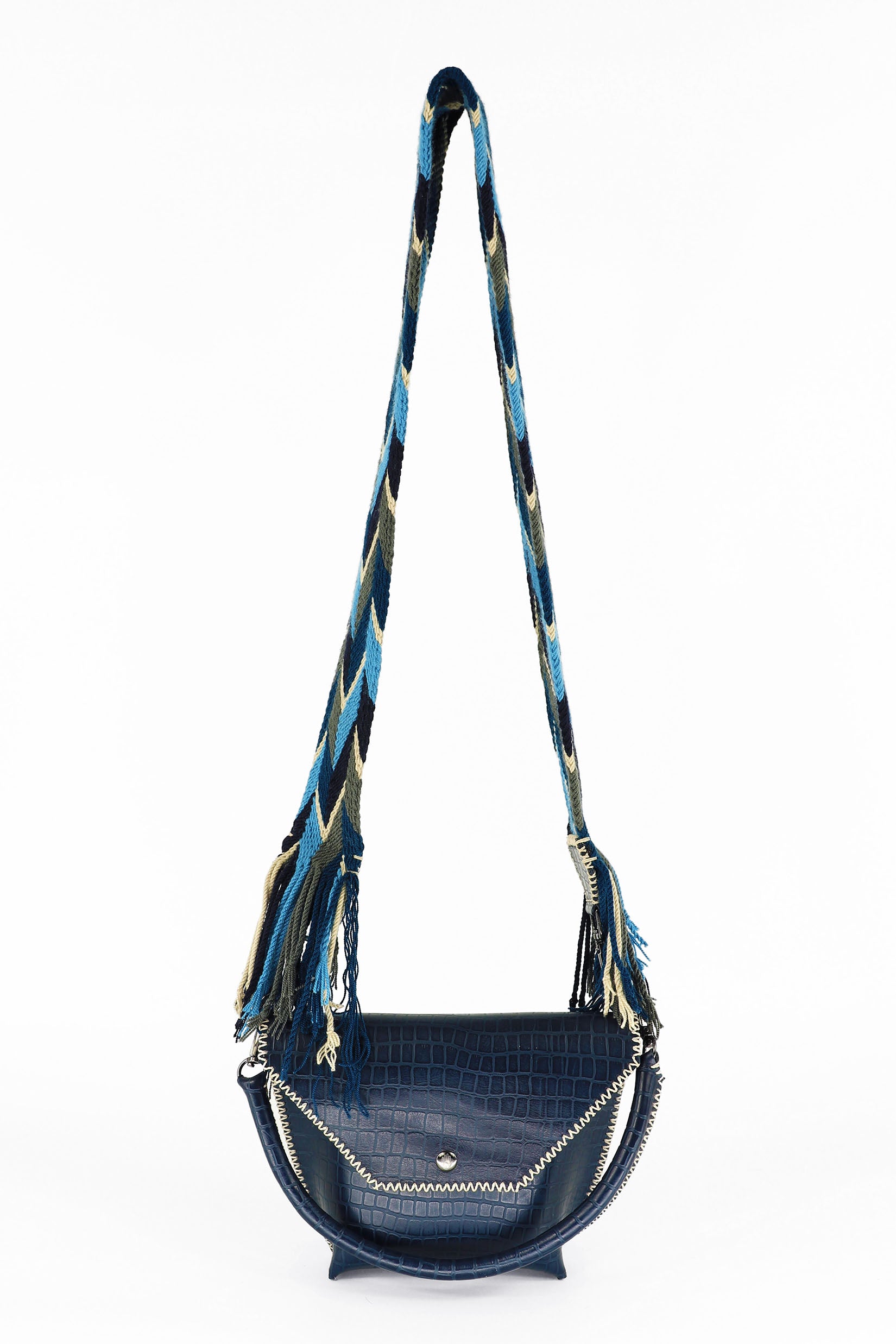 PIAMA TOTE BAG X-SMALL / CROCO NAVY - NAVY  #340016