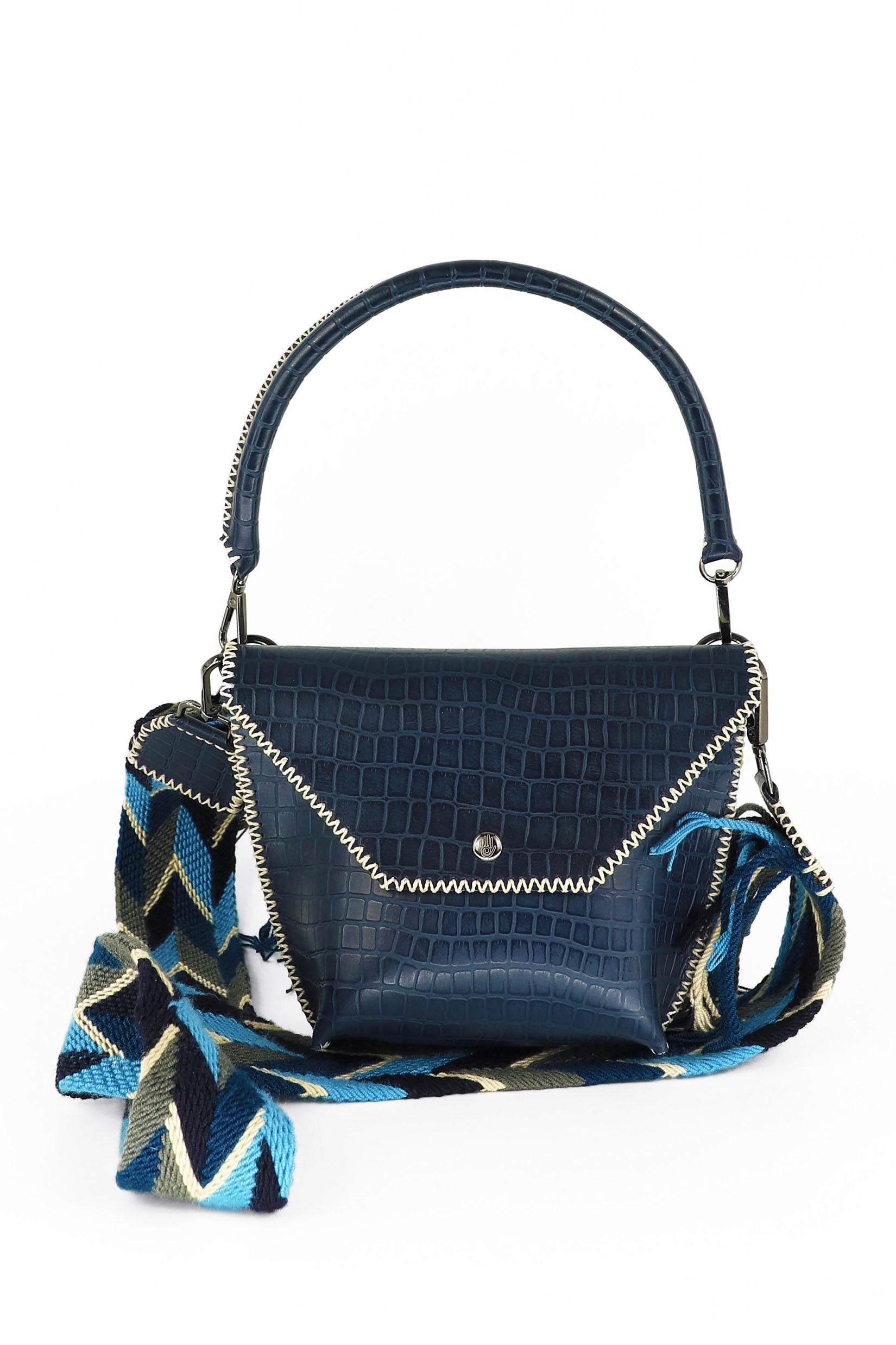 PIAMA TOTE BAG X-SMALL / CROCO NAVY - NAVY  #340016