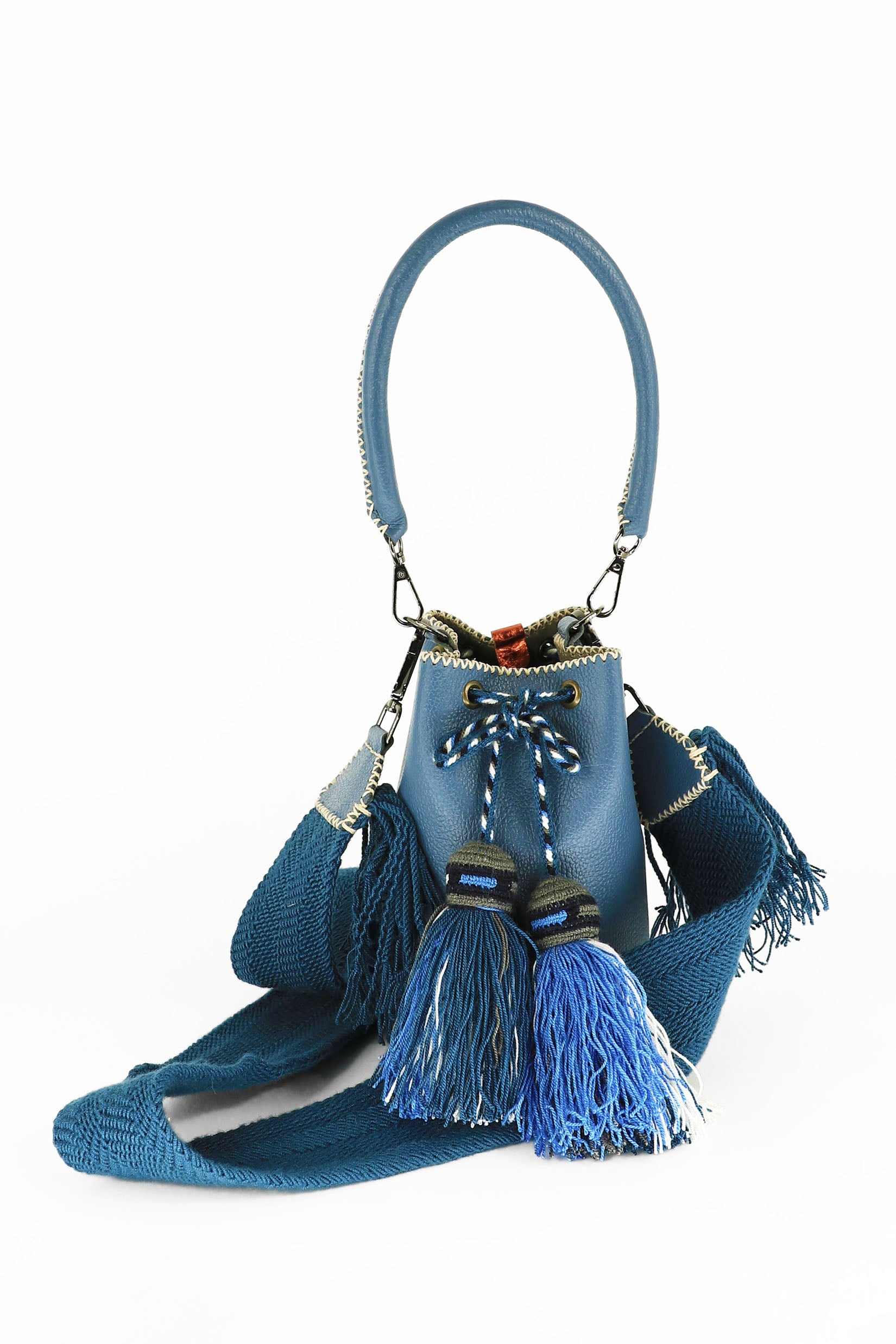 APÜNÜ BUCKET BAG X-SMALL / TEAL BLUE - TAUPE #360019