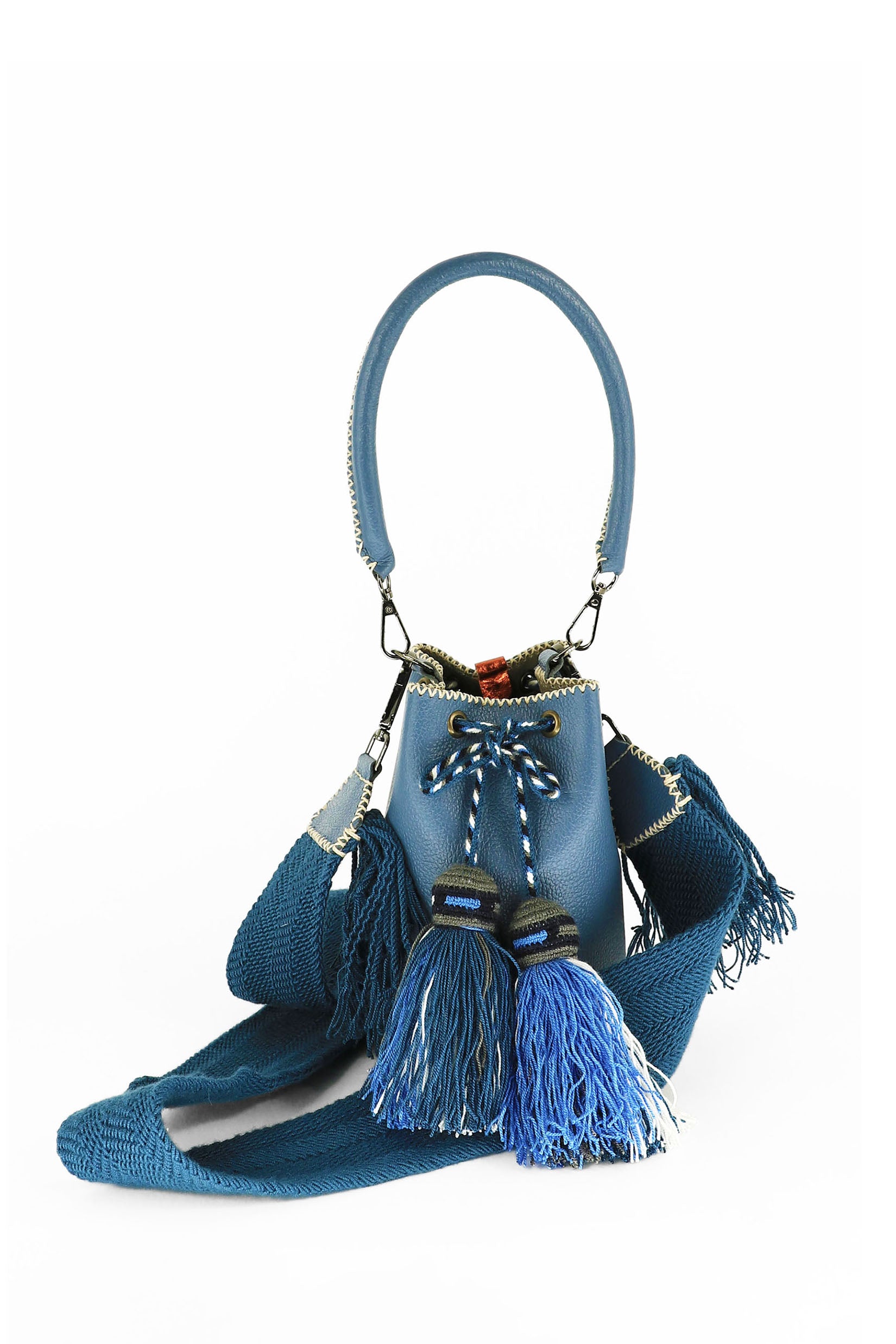 APÜNÜ BUCKET BAG X-SMALL / TEAL BLUE - TAUPE #360019