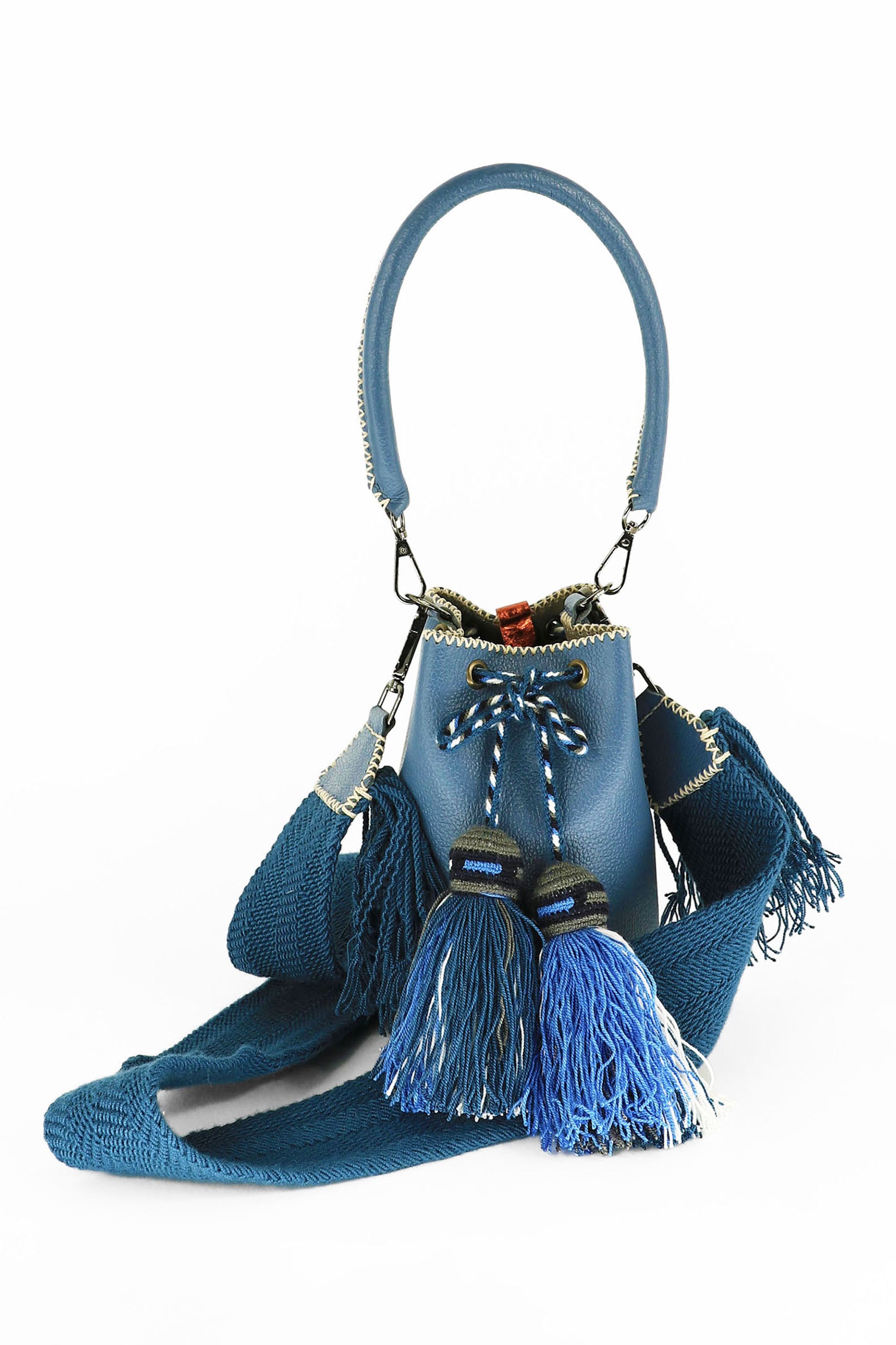 APÜNÜ BUCKET BAG X-SMALL / TEAL BLUE - TAUPE #360019