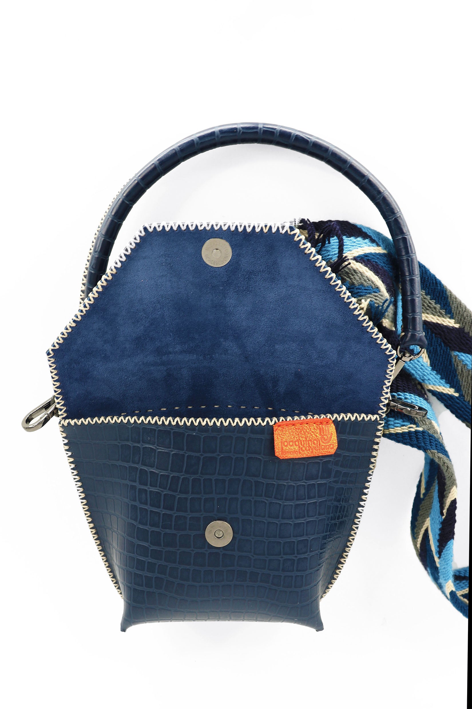 PIAMA TOTE BAG X-SMALL / CROCO NAVY - NAVY  #340016