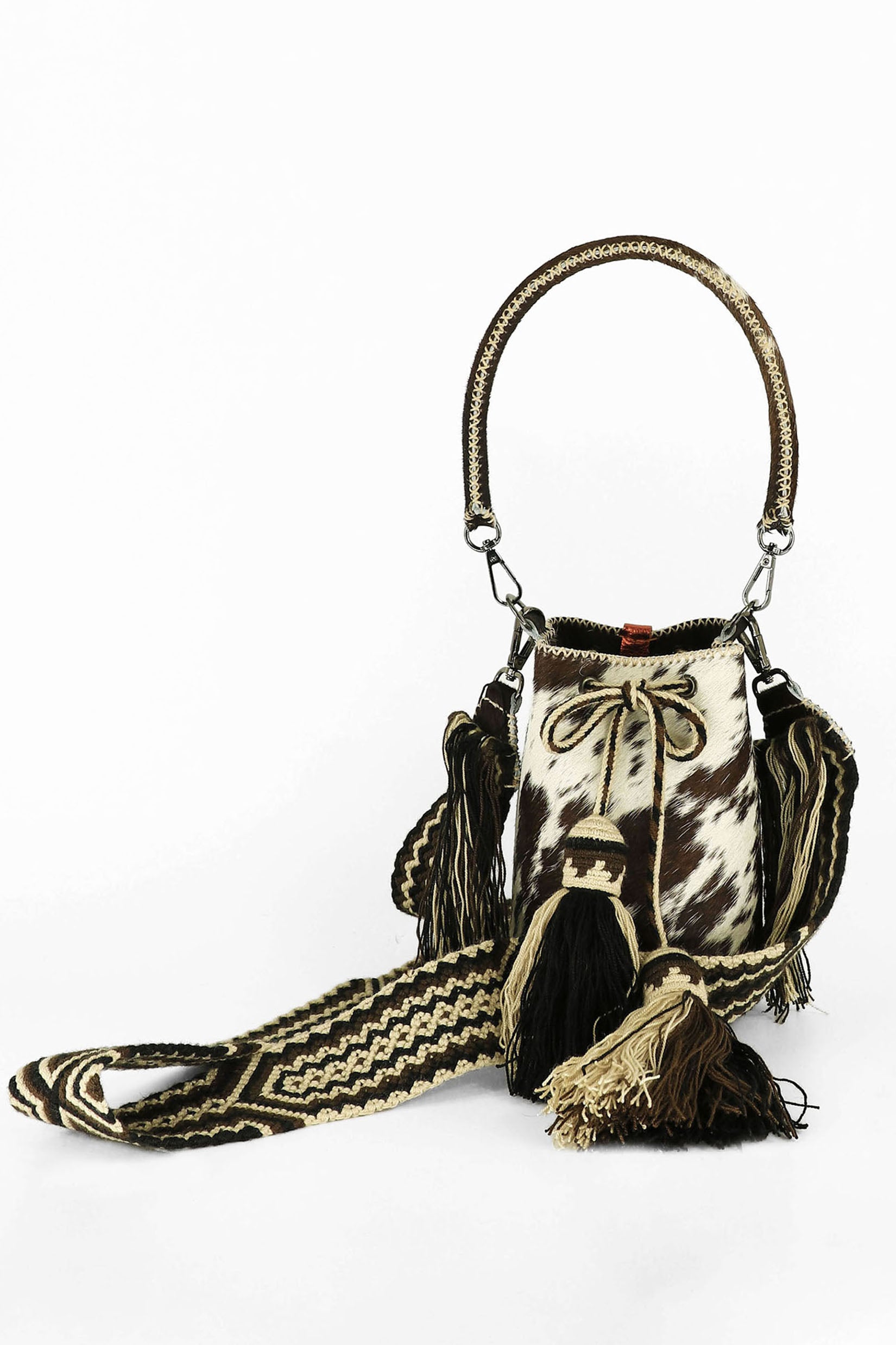 APÜNÜ BUCKET BAG X-SMALL FURRY / DRK BRW & WHI - DRK BRW #350021