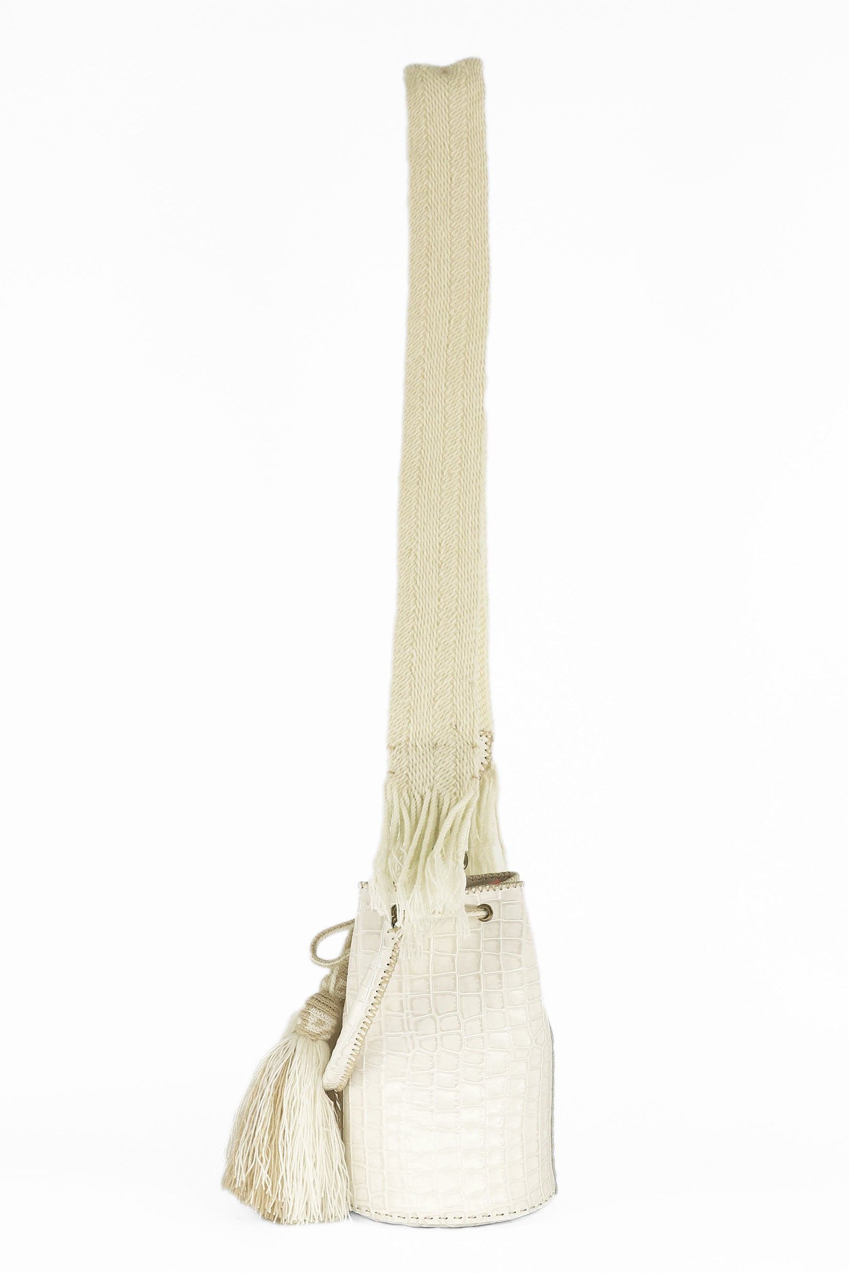 APÜNÜ BUCKET BAG SMALL / CROCO WHITE - BEIGE #120048