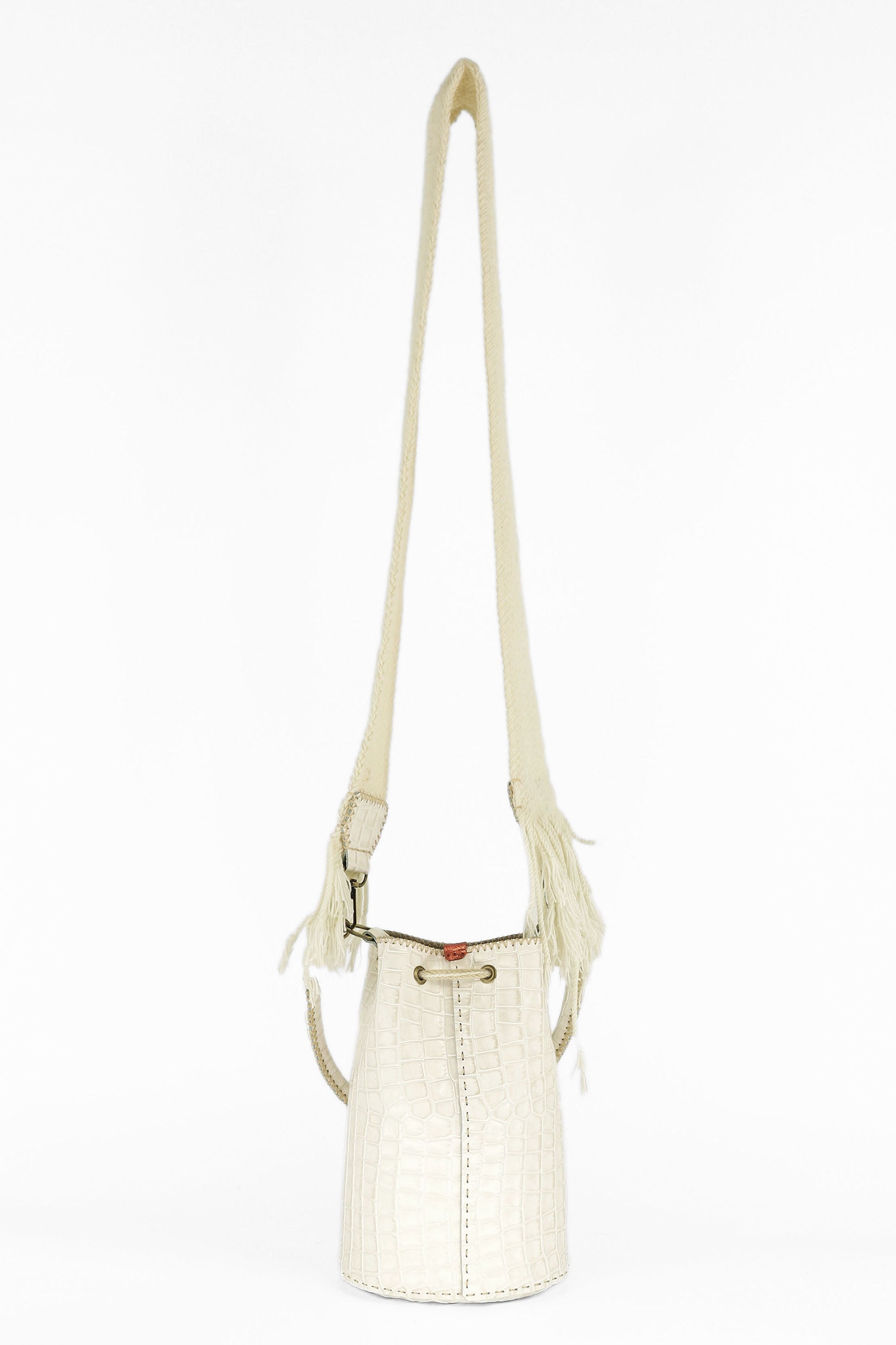 APÜNÜ BUCKET BAG SMALL / CROCO WHITE - BEIGE #120048